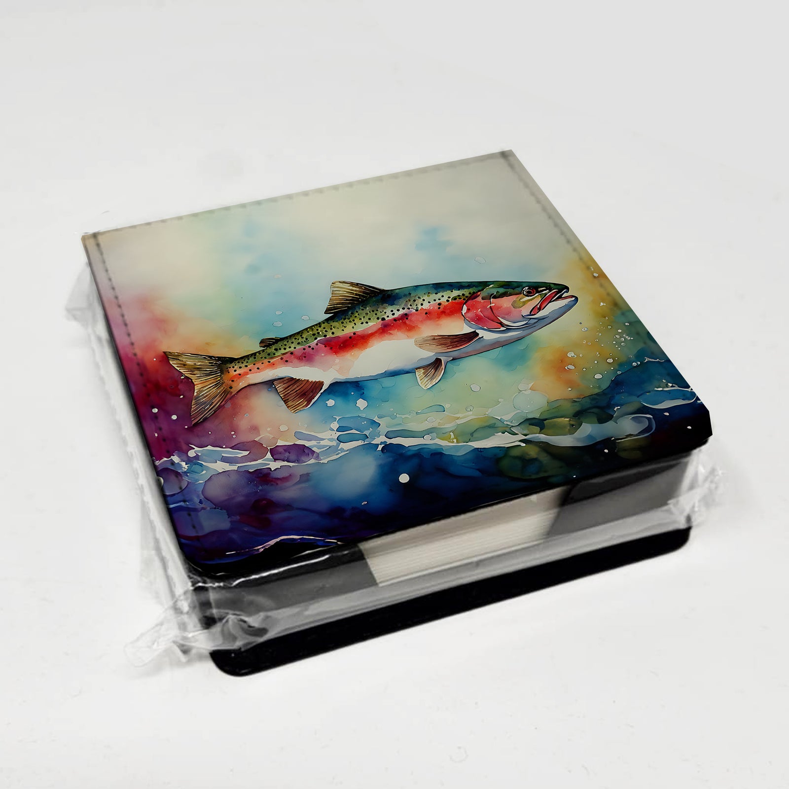 Caroline's Treasures Rainbow Trout PU Leather Note Paper Holder