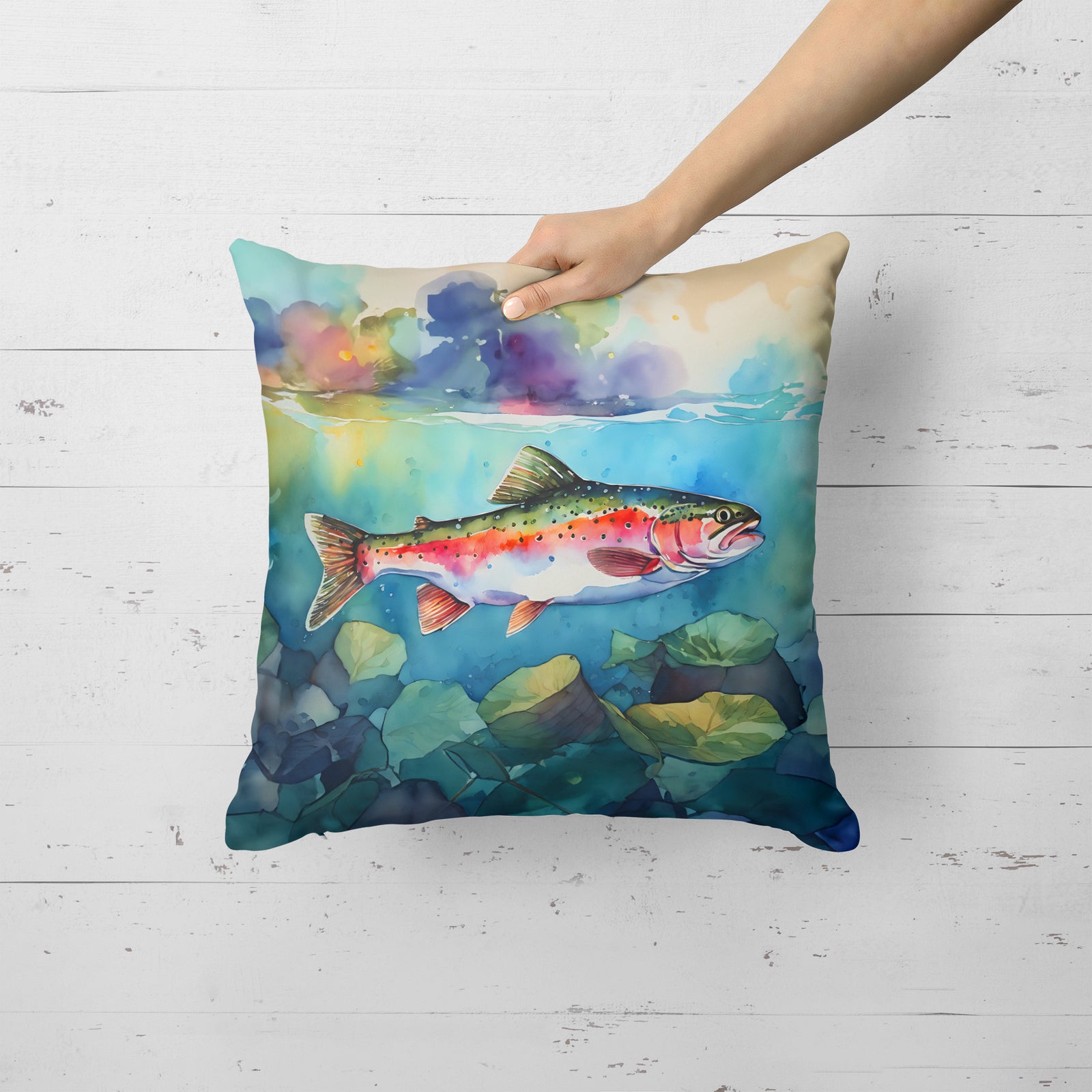 Caroline's Treasures Rainbow Trout Throw Pillow