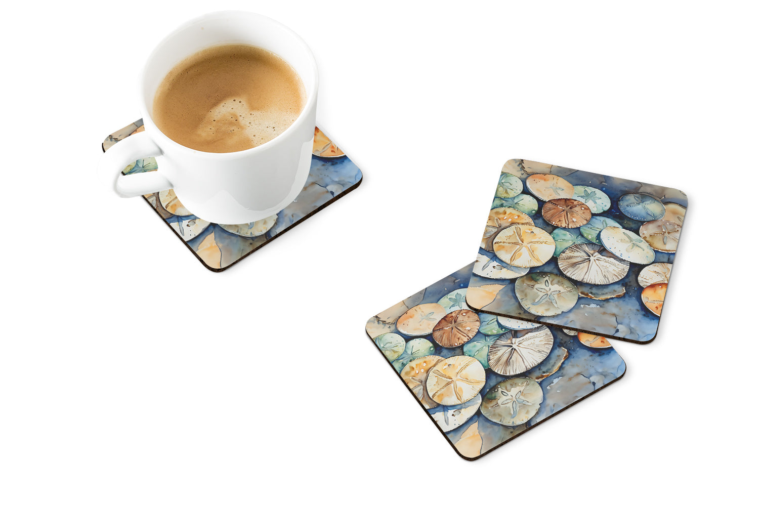Caroline's Treasures Sand Dollars Coasters - Set of 4 Lightweight Foam, Absorbent Drink Coasters