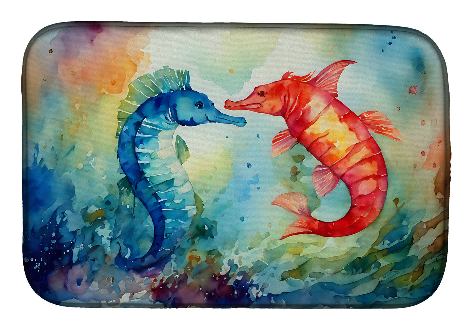 Caroline's Treasures Seahorses Dish Drying Mat