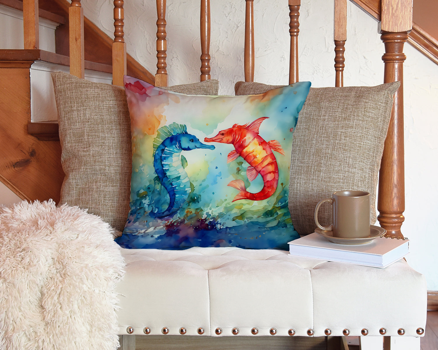 Seahorses Throw Pillow