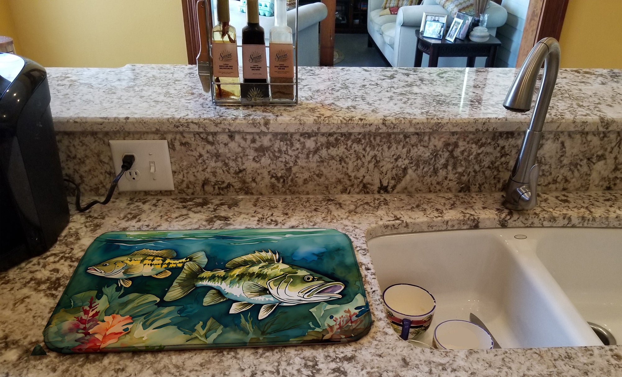 Caroline's Treasures Smallmouth Bass Dish Drying Mat