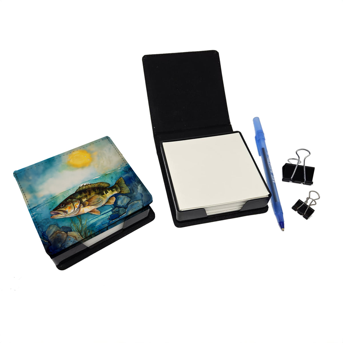 Caroline's Treasures Smallmouth Bass PU Leather Note Paper Holder