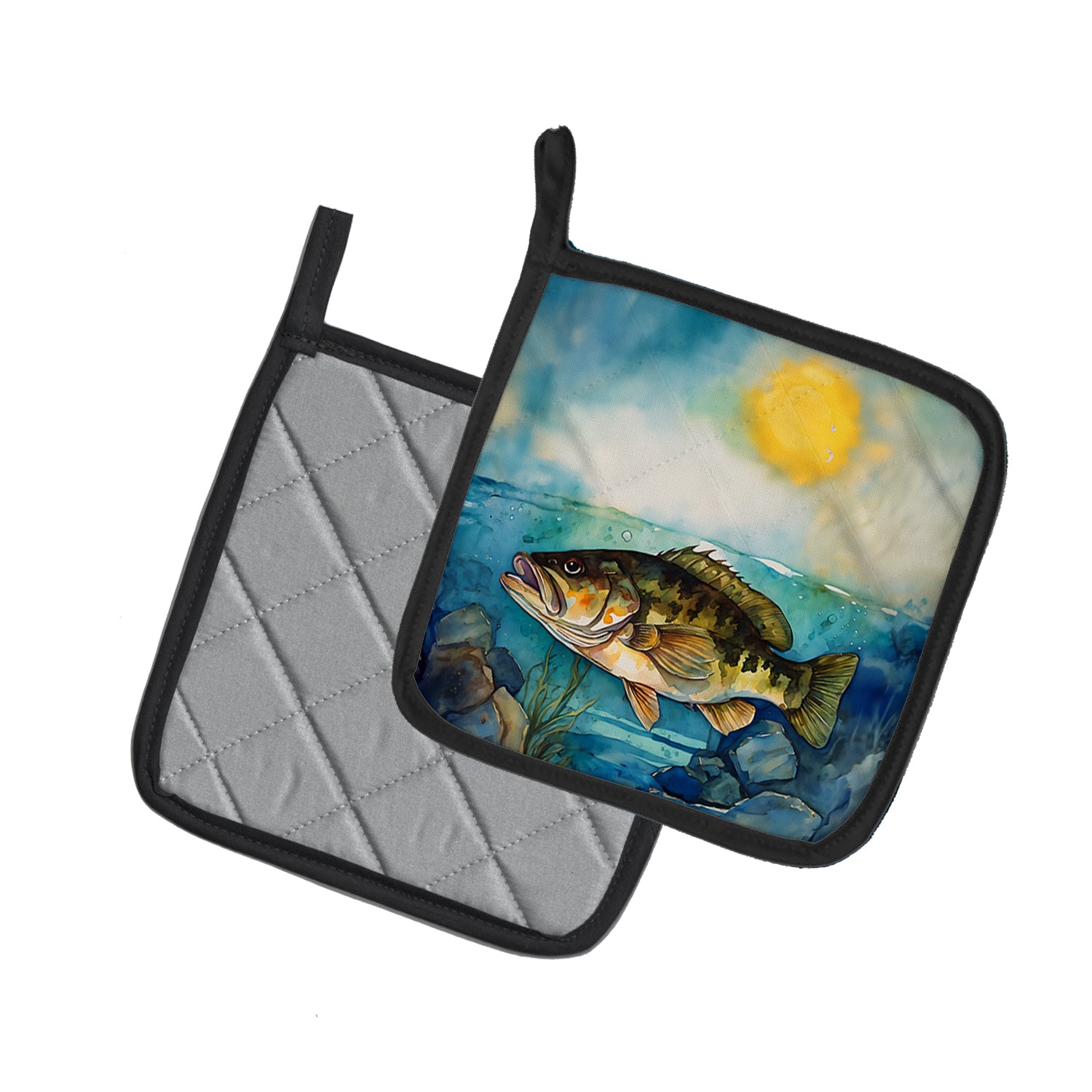 Caroline's Treasures Smallmouth Bass Pot Holders - Set of 2 Decorative Kitchen Helpers | Made in the USA