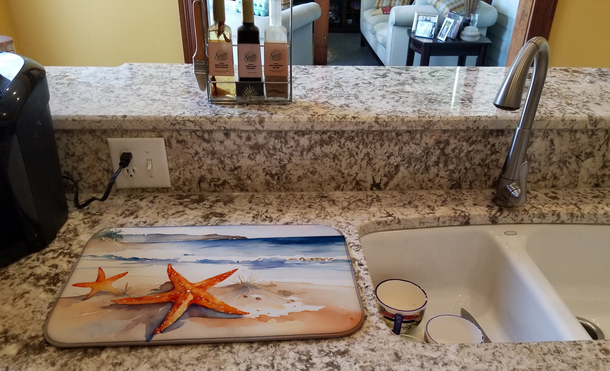 Caroline's Treasures Starfish Dish Drying Mat