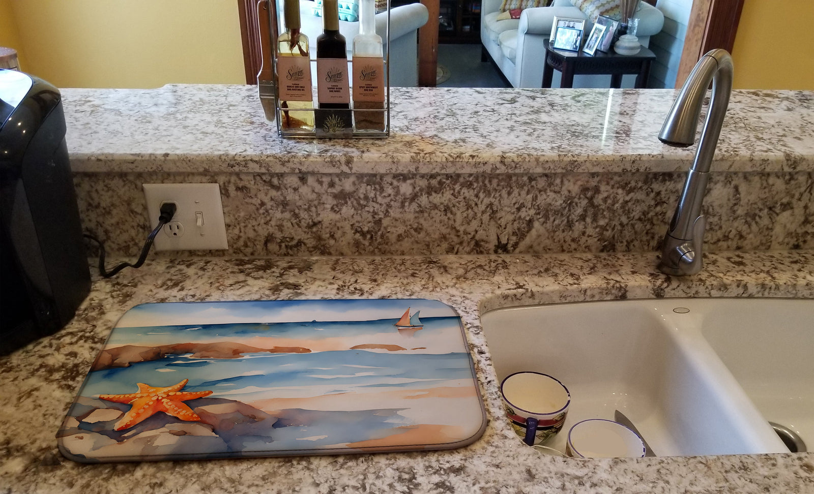 Caroline's Treasures Starfish Dish Drying Mat