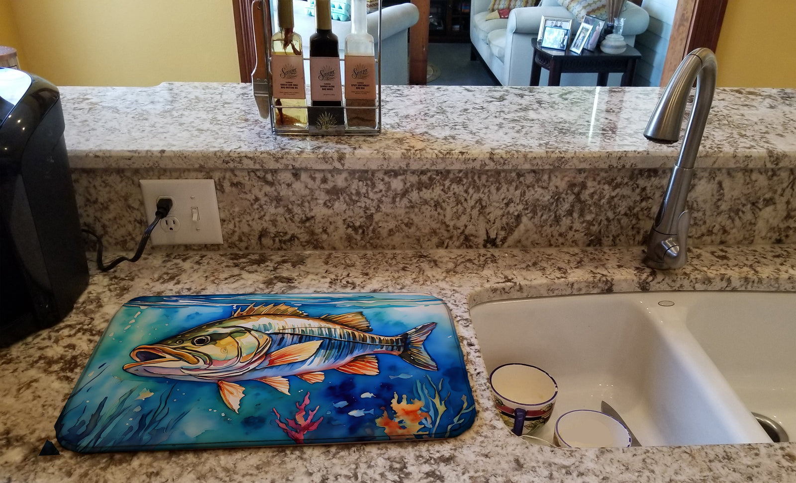 Caroline's Treasures Striped Bass Dish Drying Mat