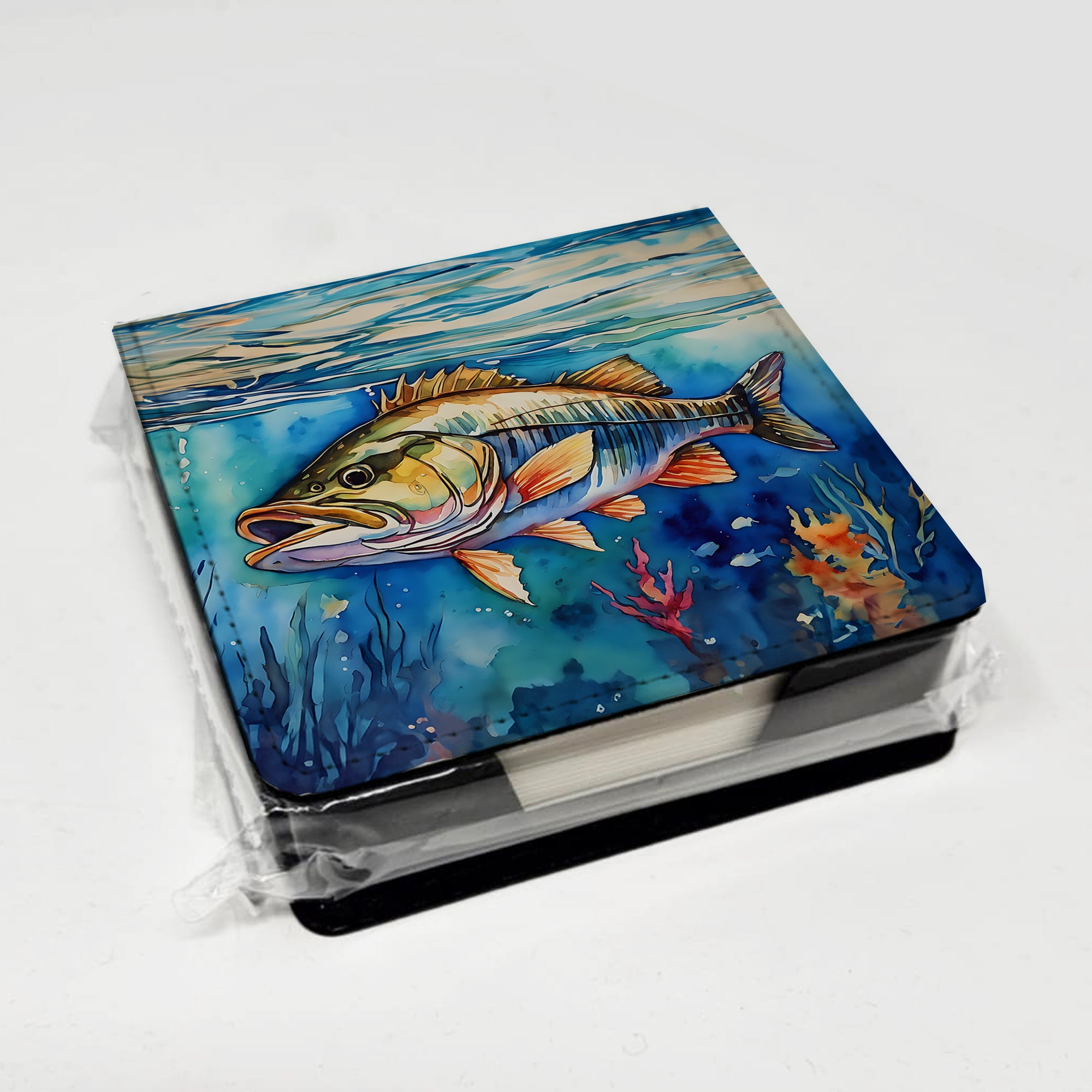 Caroline's Treasures Striped Bass PU Leather Note Paper Holder