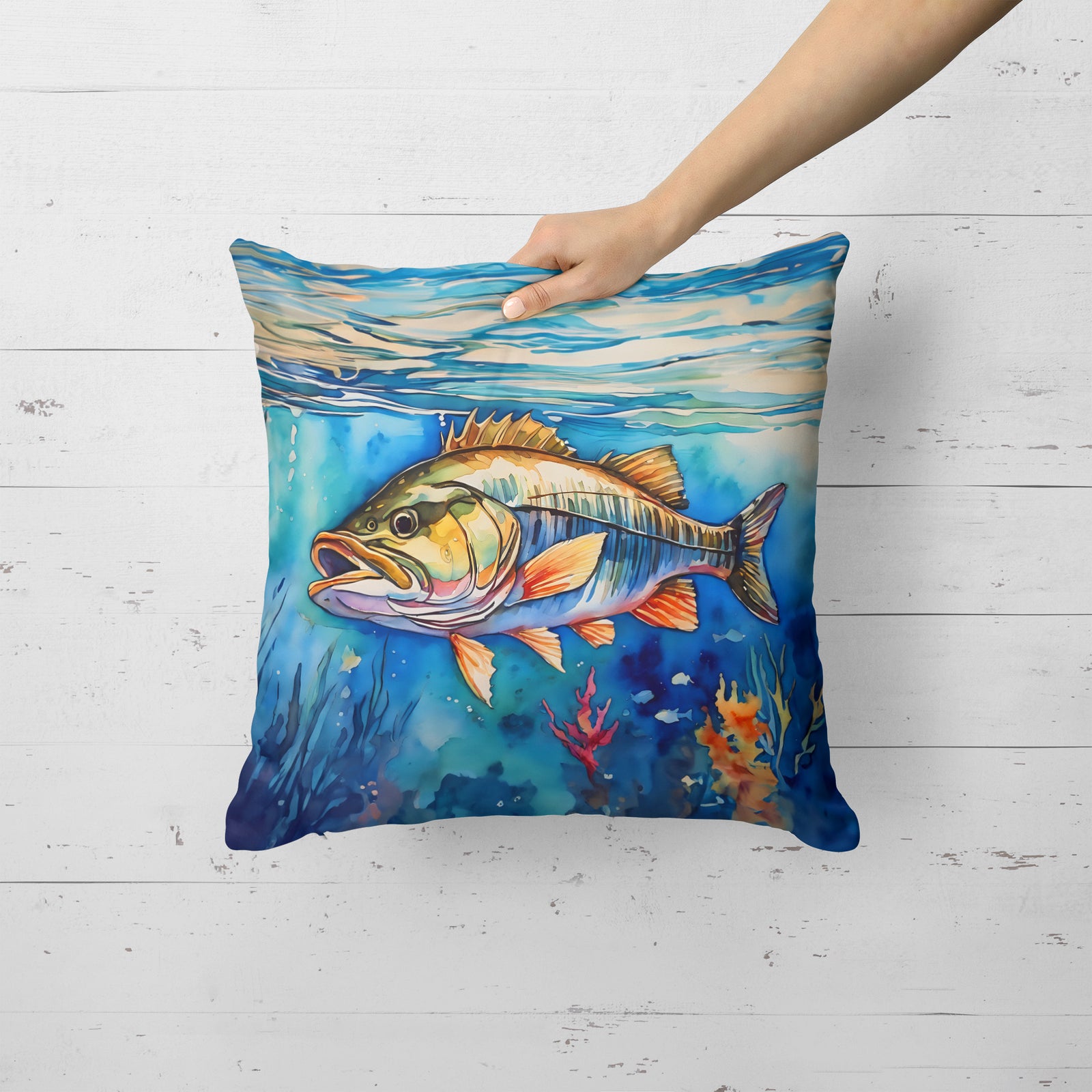 Caroline's Treasures Striped Bass Throw Pillow