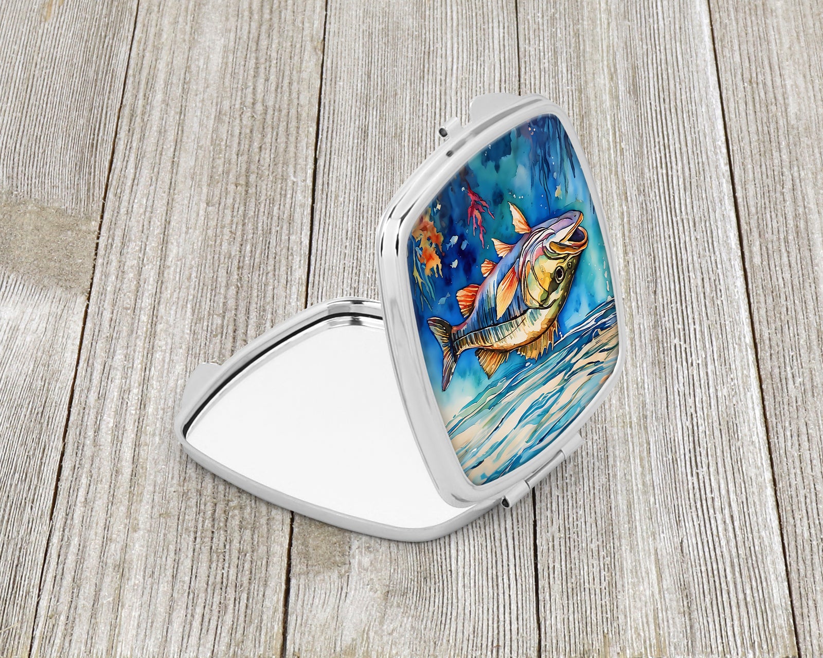 Caroline's Treasures Striped Bass Compact Mirror – Stylish Purse Mirror with Artistic Covers