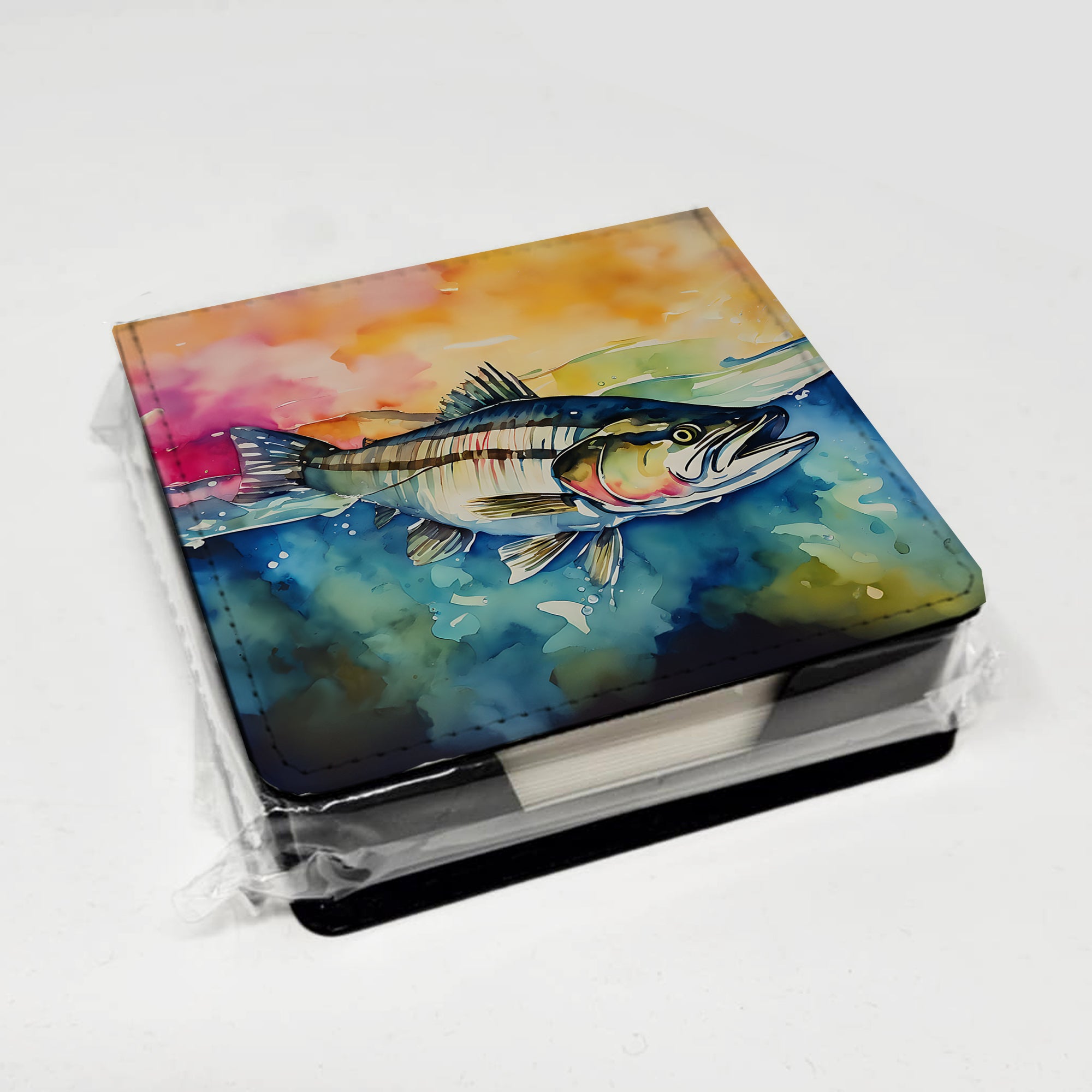 Caroline's Treasures Striped Bass PU Leather Note Paper Holder