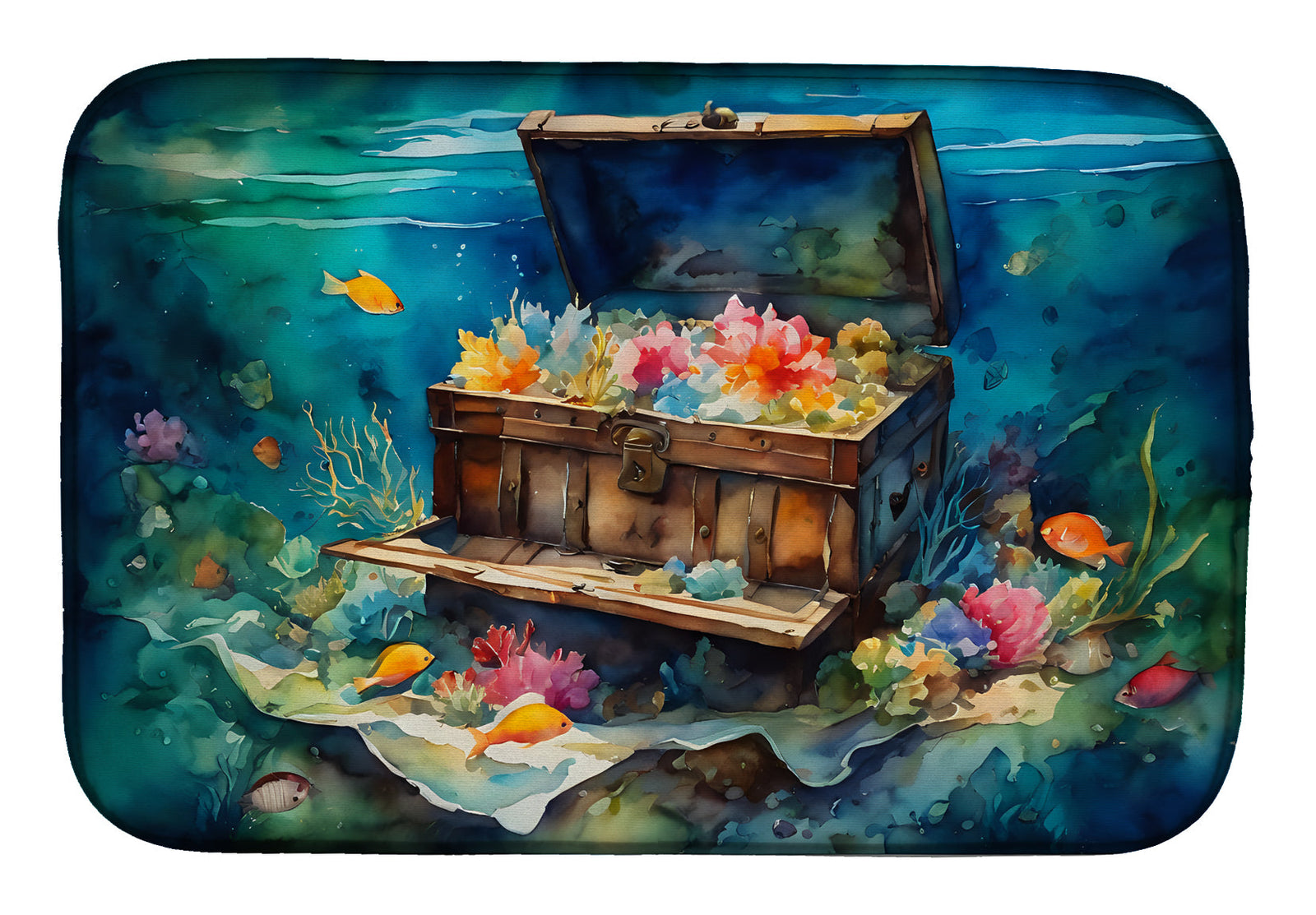 Caroline's Treasures Treasure Chest Dish Drying Mat