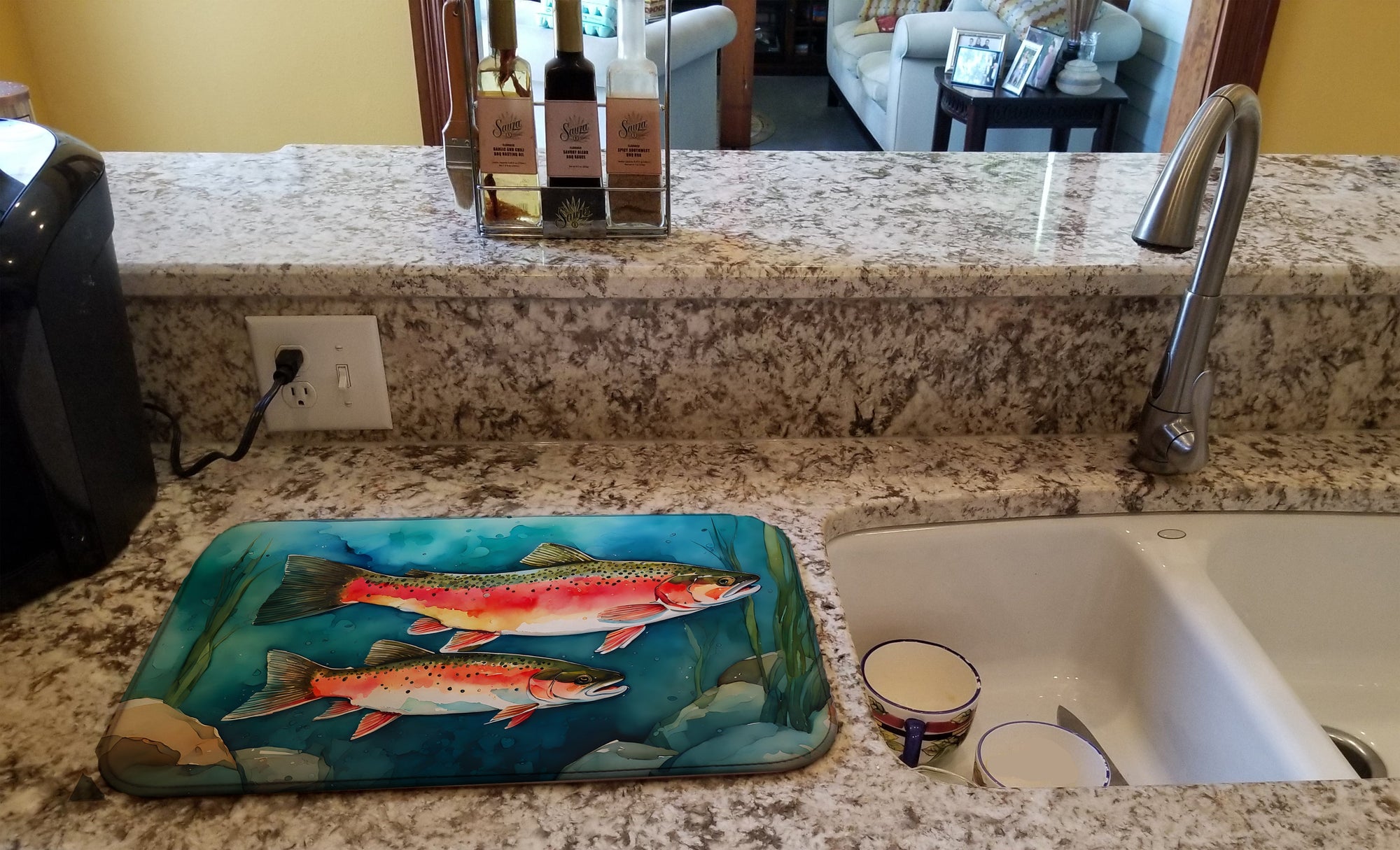 Caroline's Treasures Trout Dish Drying Mat