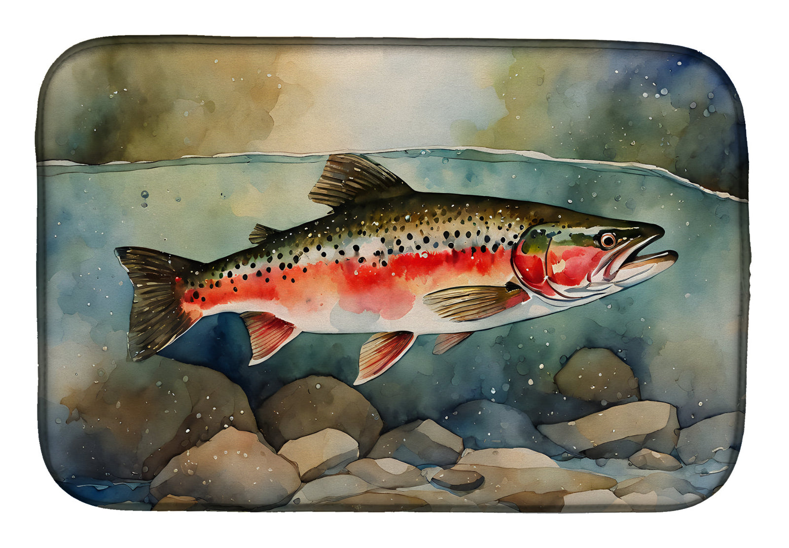 Caroline's Treasures Trout Dish Drying Mat