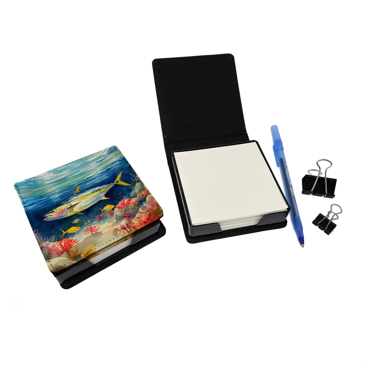 Caroline's Treasures Yellowfin Tuna PU Leather Note Paper Holder