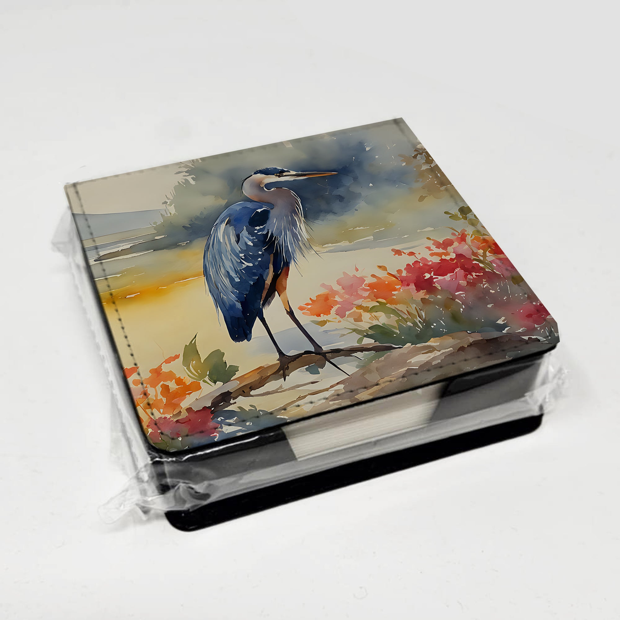 Caroline's Treasures Blue Heron PU Leather Note Paper Holder