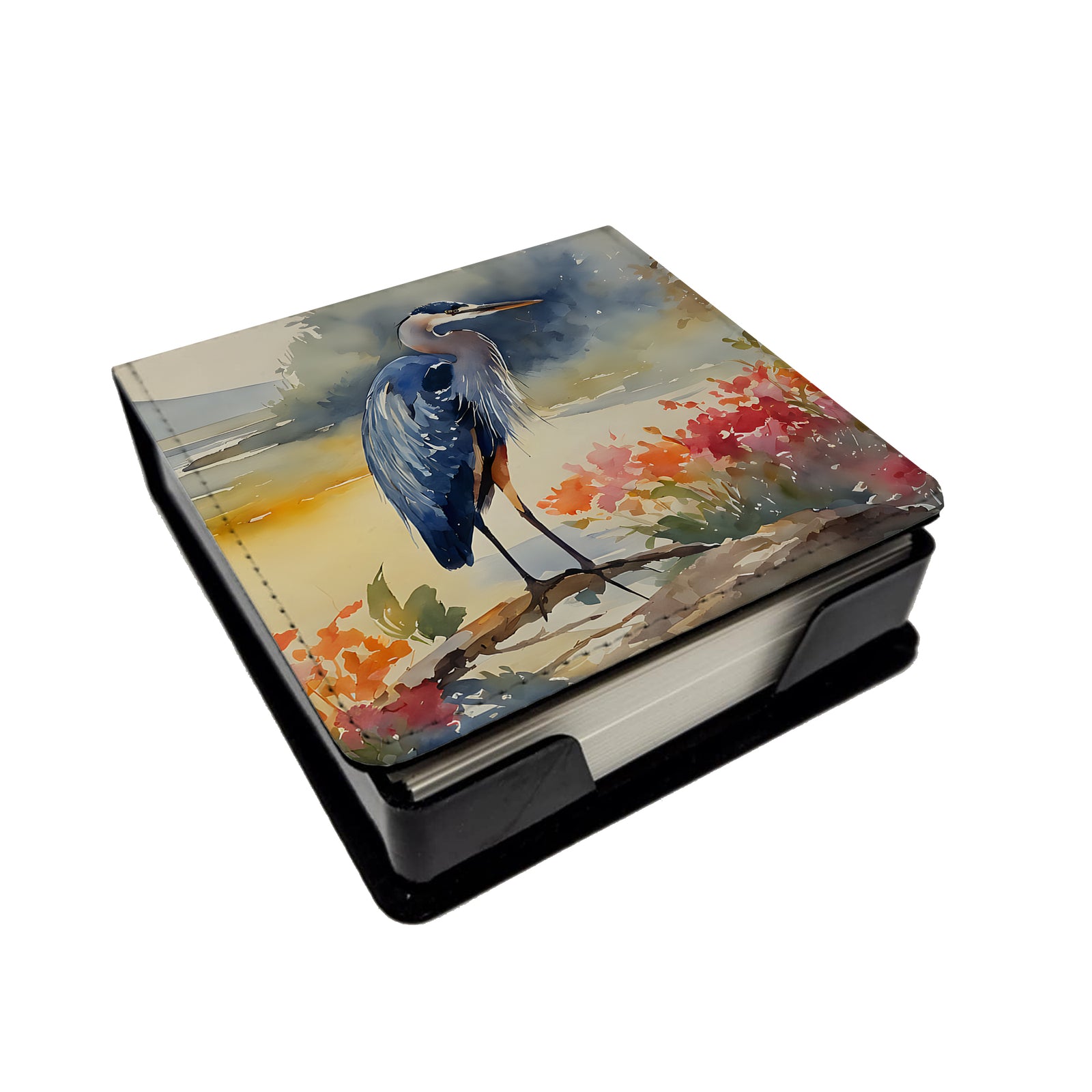Caroline's Treasures Blue Heron PU Leather Note Paper Holder