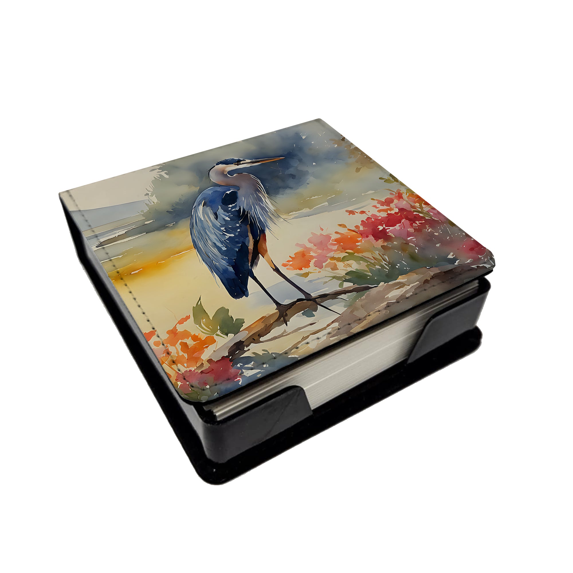 Caroline's Treasures Blue Heron PU Leather Note Paper Holder