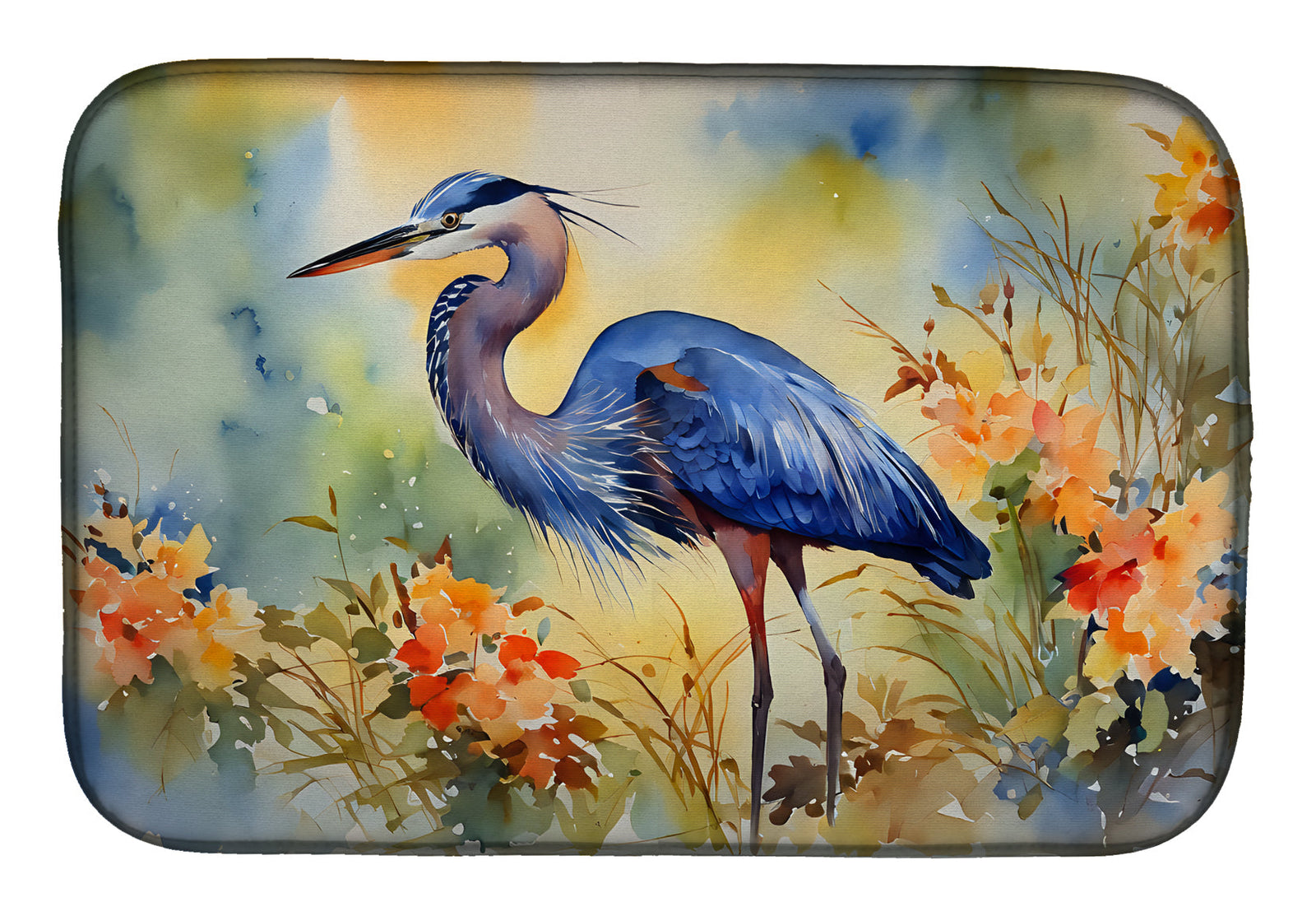 Caroline's Treasures Blue Heron Dish Drying Mat