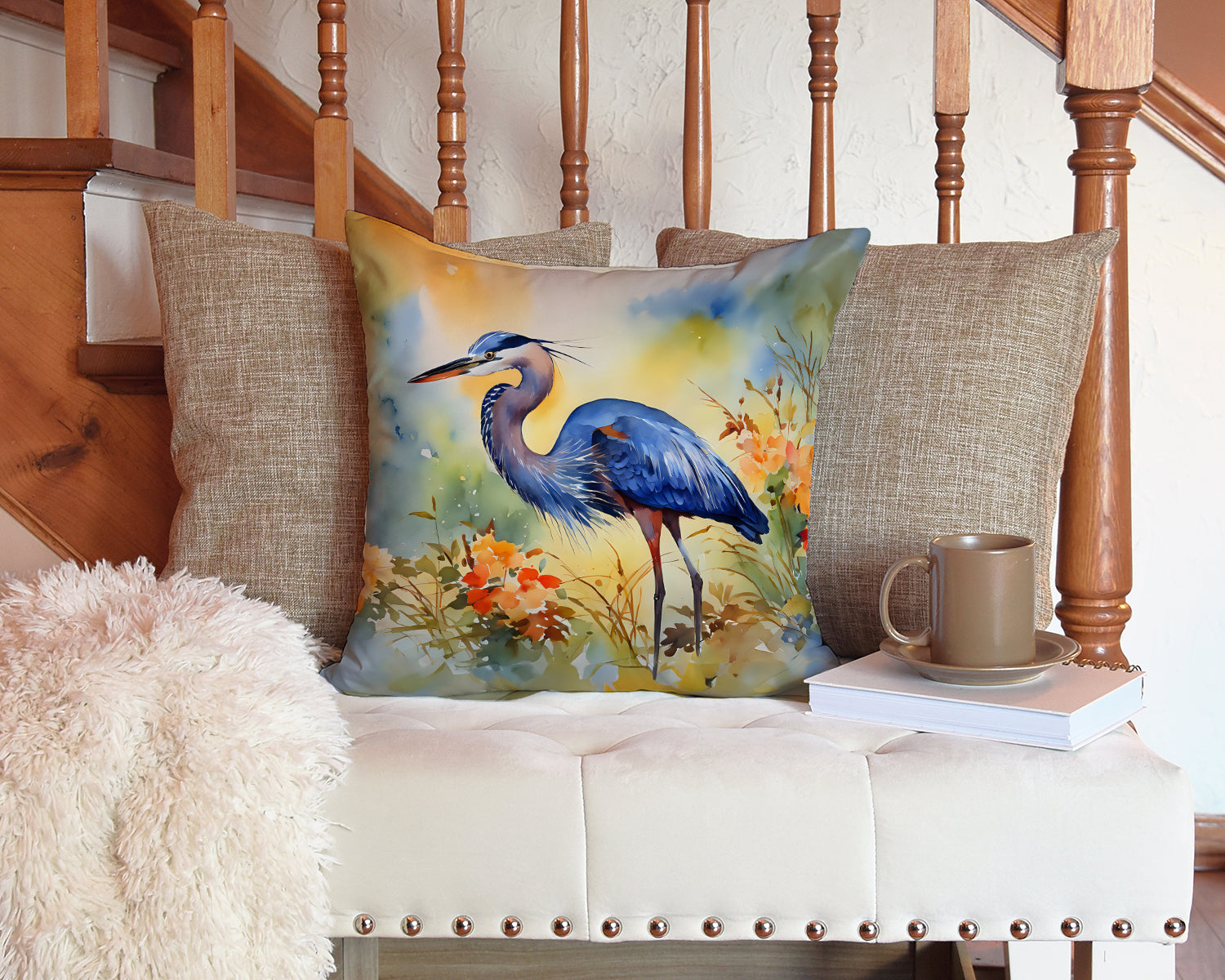 Blue Heron Throw Pillow