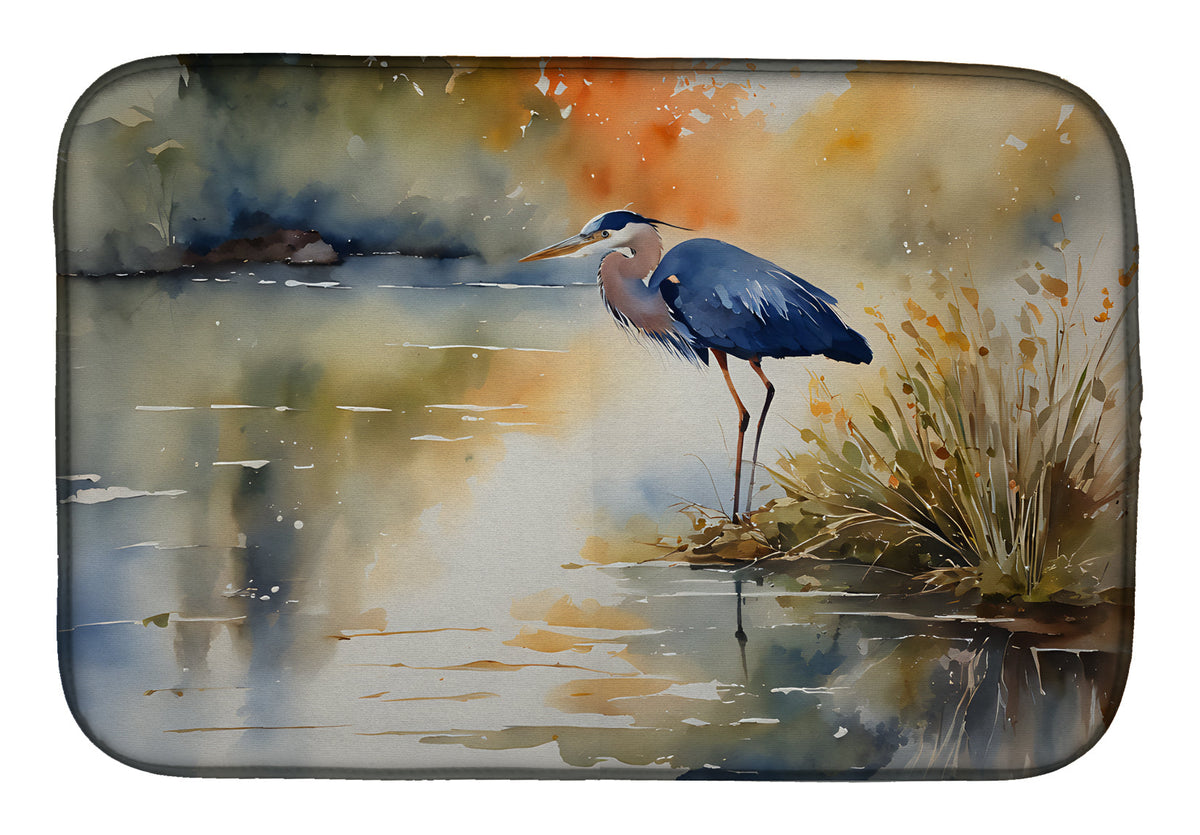 Caroline's Treasures Blue Heron Dish Drying Mat
