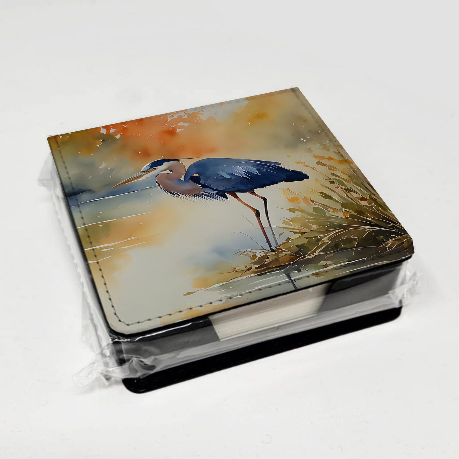 Caroline's Treasures Blue Heron PU Leather Note Paper Holder