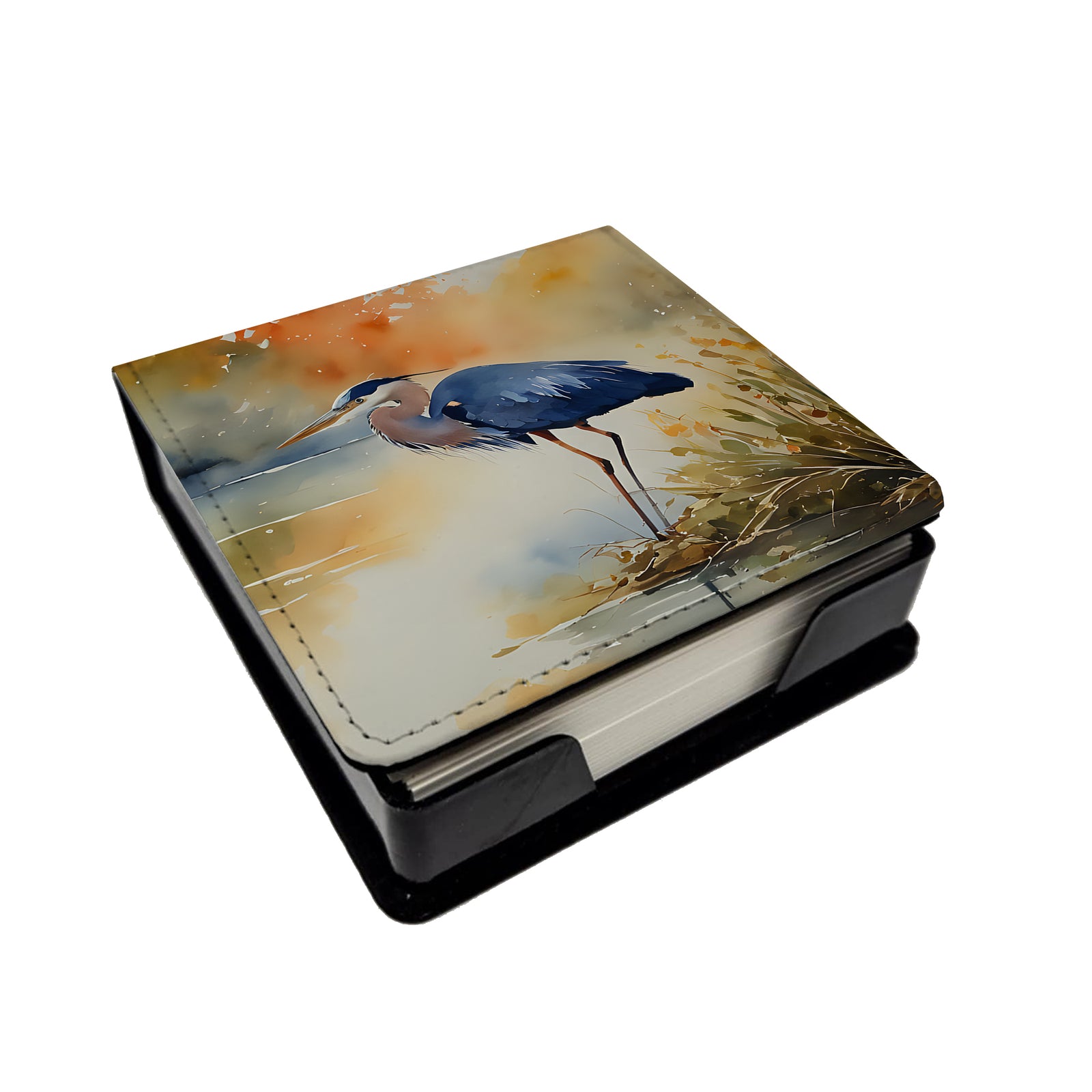 Caroline's Treasures Blue Heron PU Leather Note Paper Holder
