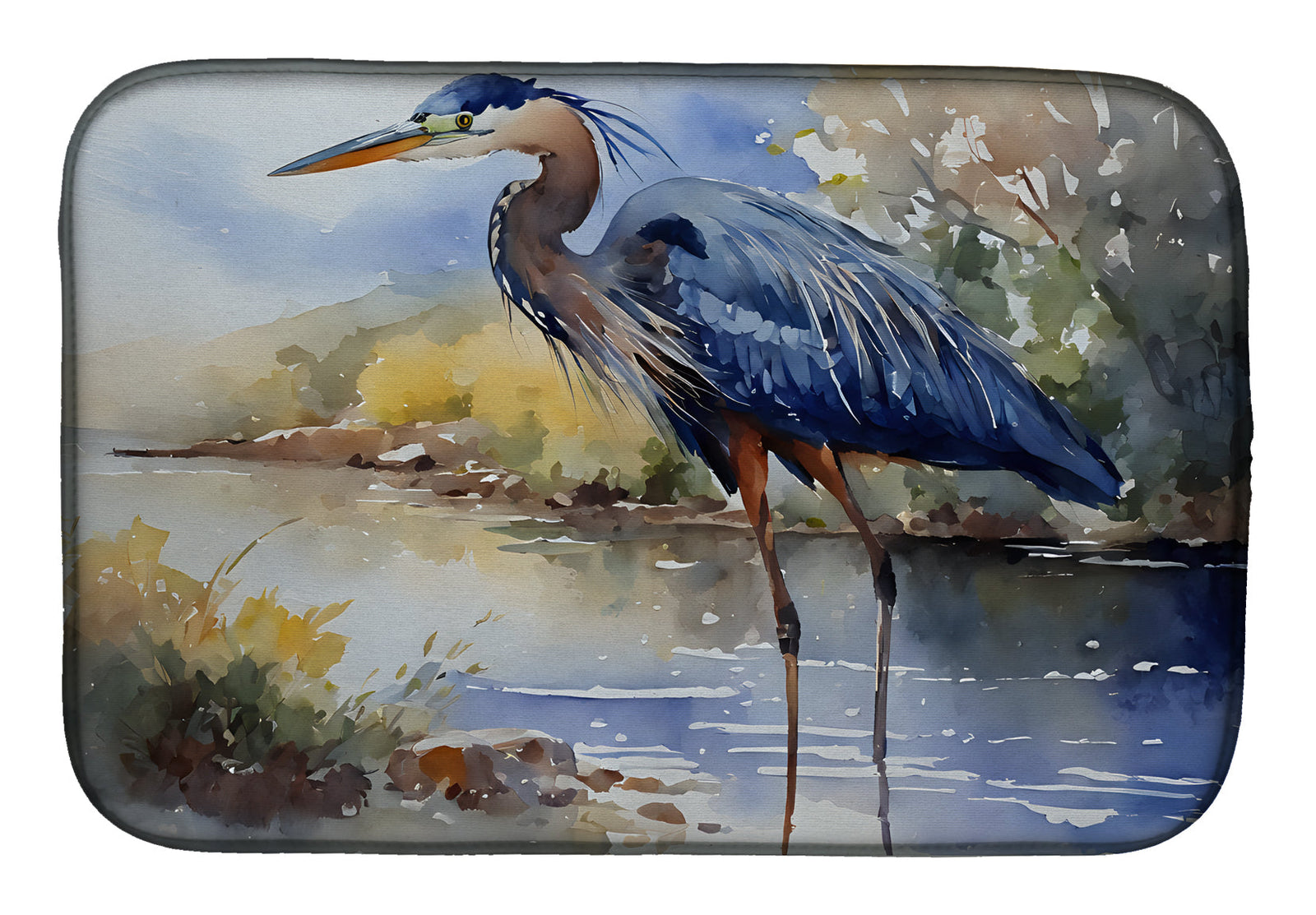 Caroline's Treasures Blue Heron Dish Drying Mat