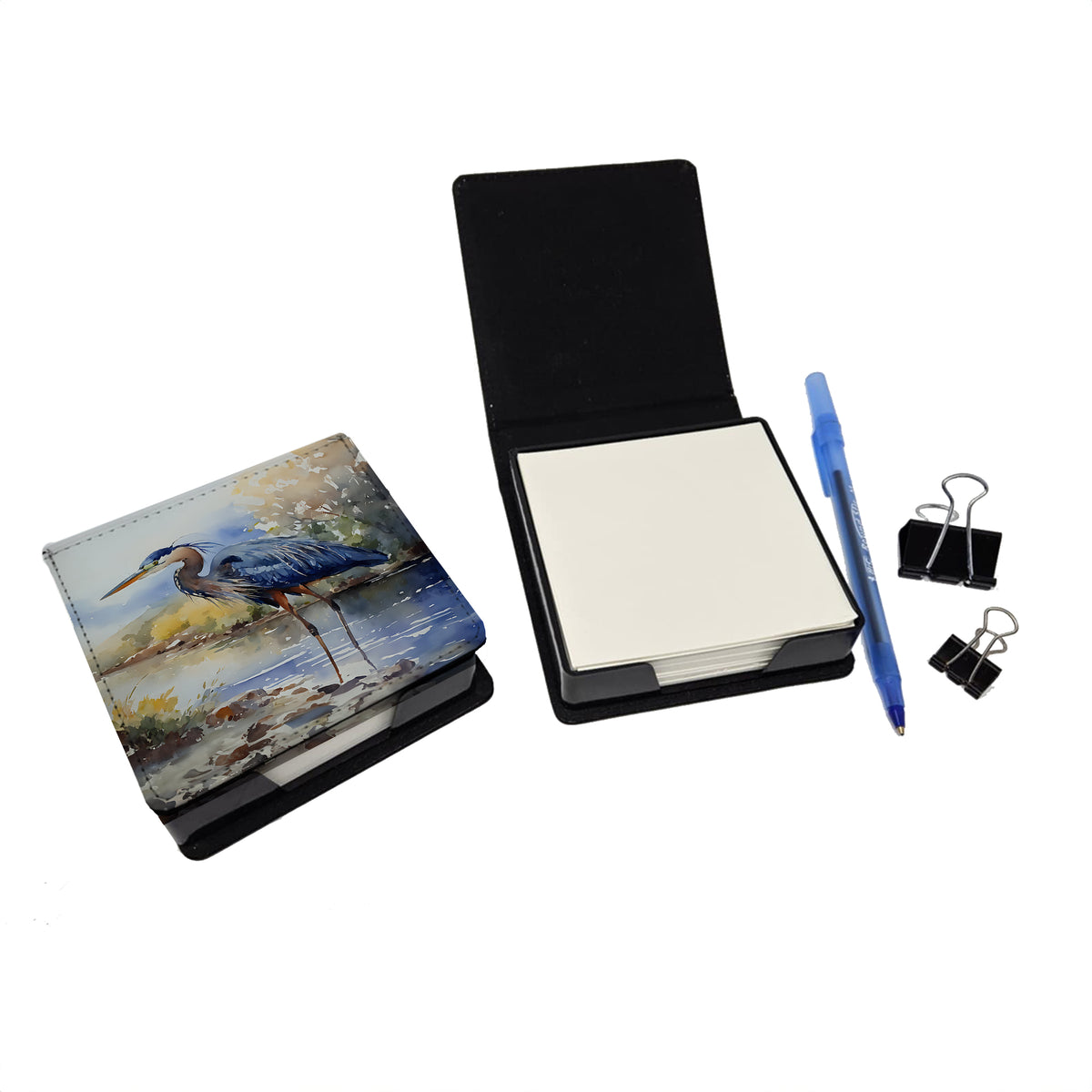 Caroline's Treasures Blue Heron PU Leather Note Paper Holder