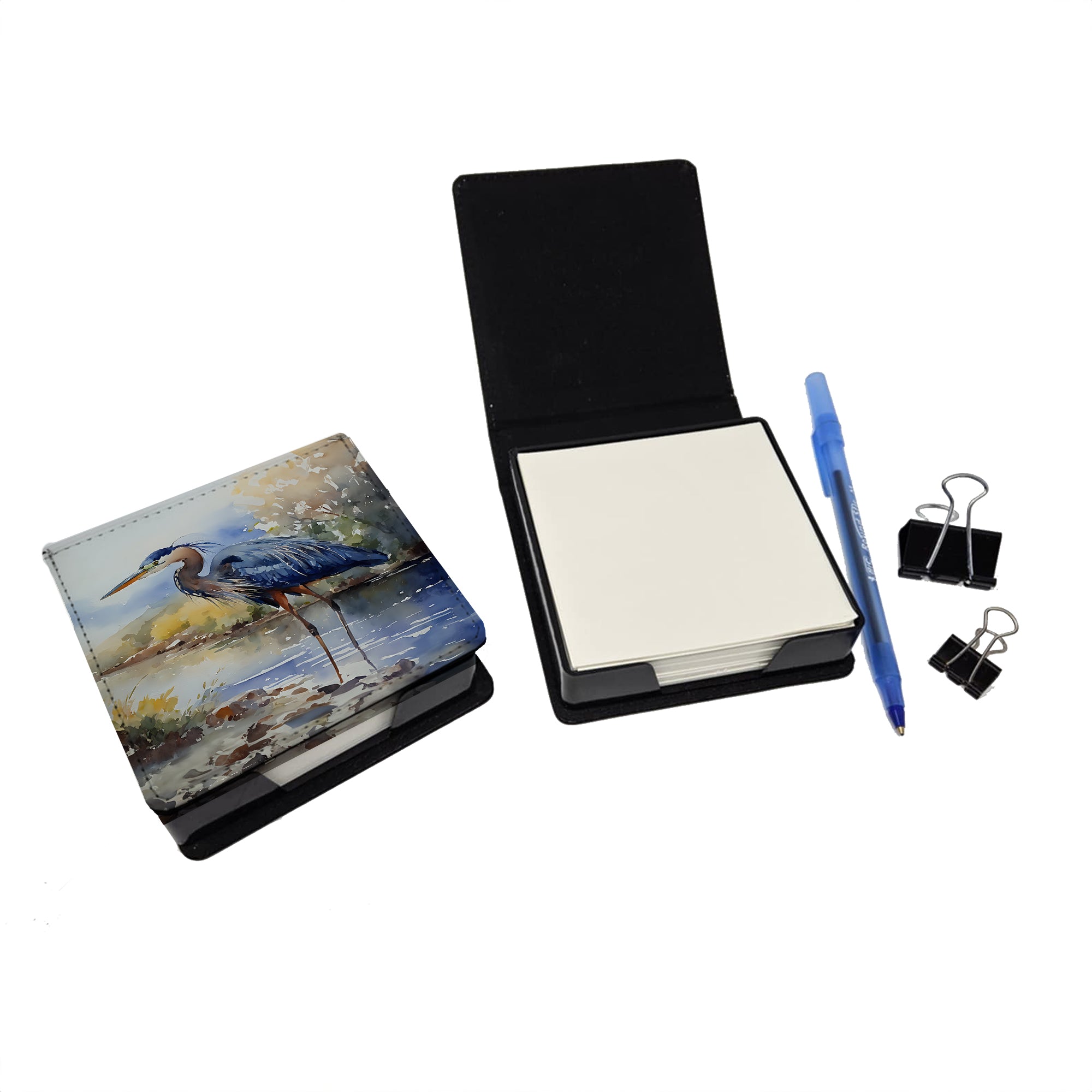 Caroline's Treasures Blue Heron PU Leather Note Paper Holder