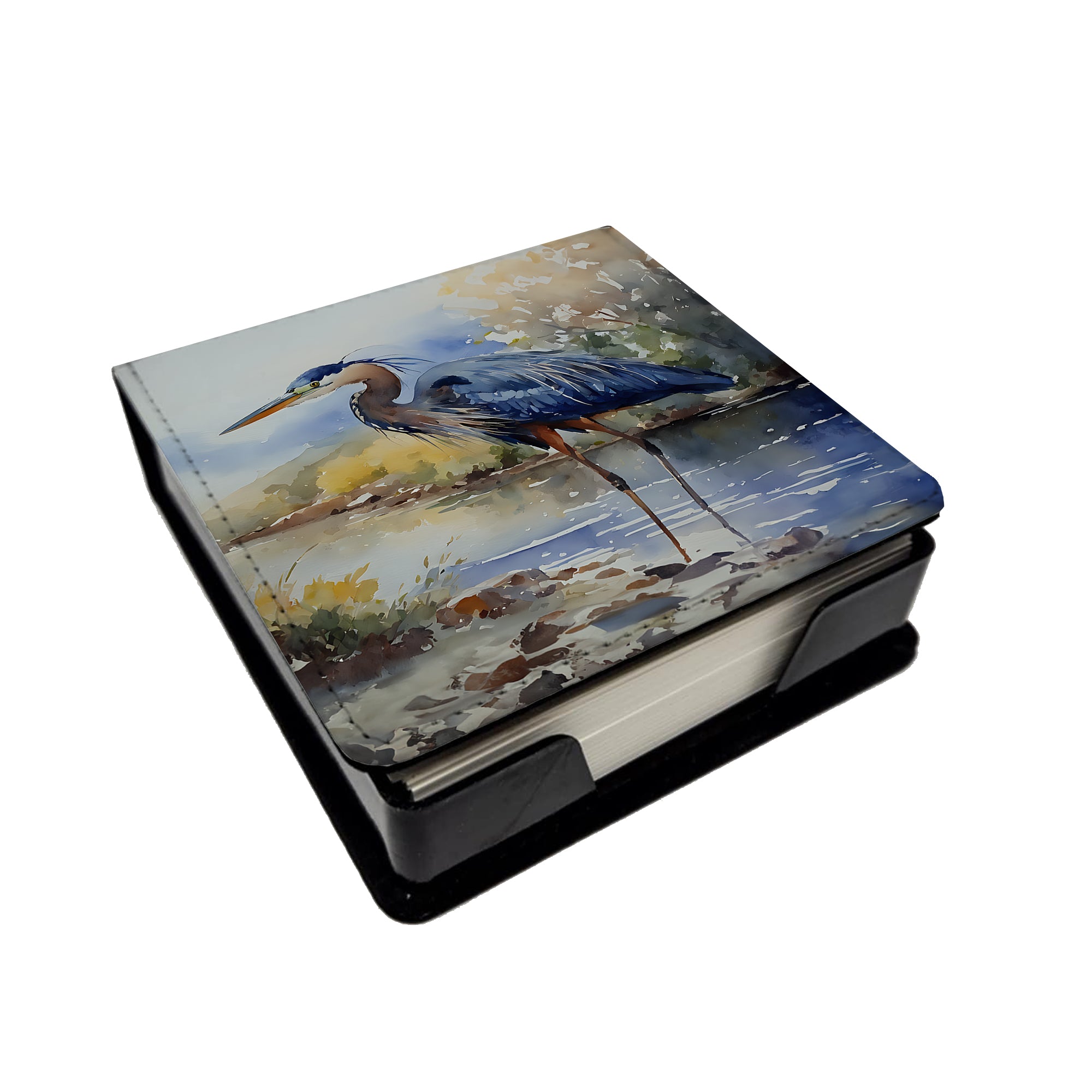 Caroline's Treasures Blue Heron PU Leather Note Paper Holder