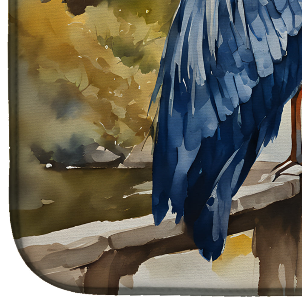 Caroline's Treasures Blue Heron Dish Drying Mat