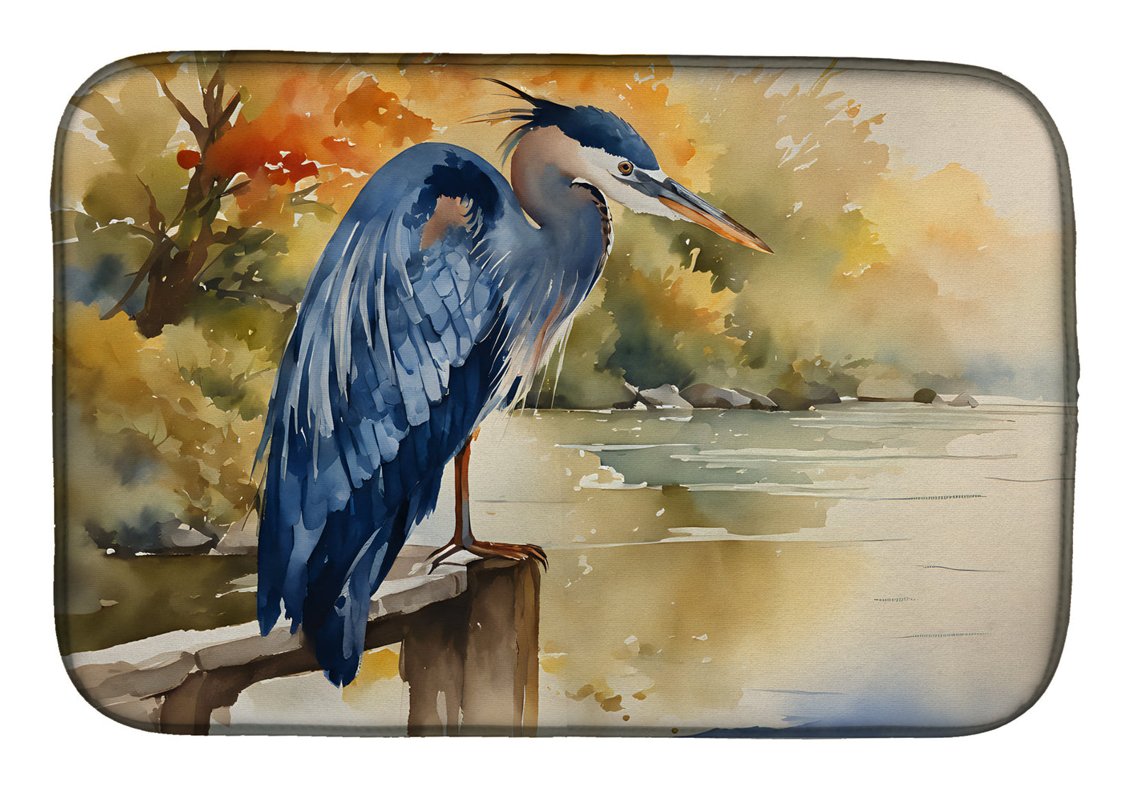 Caroline's Treasures Blue Heron Dish Drying Mat