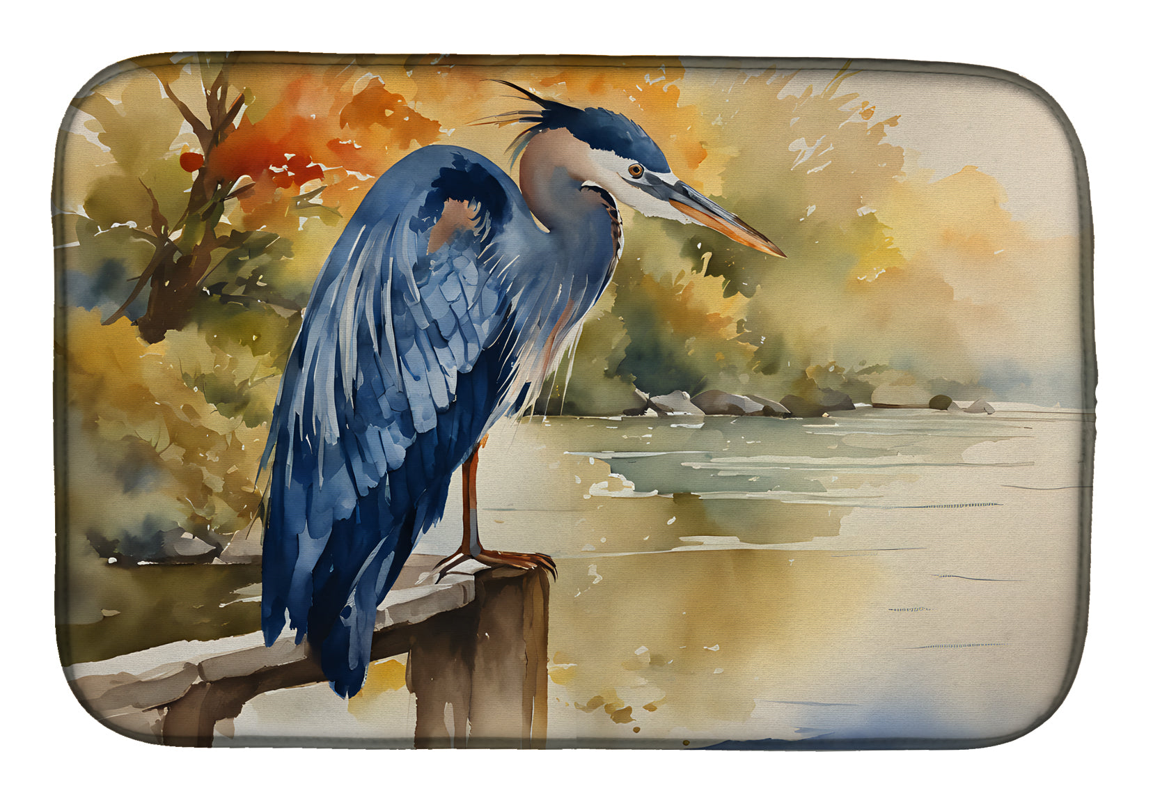 Caroline's Treasures Blue Heron Dish Drying Mat