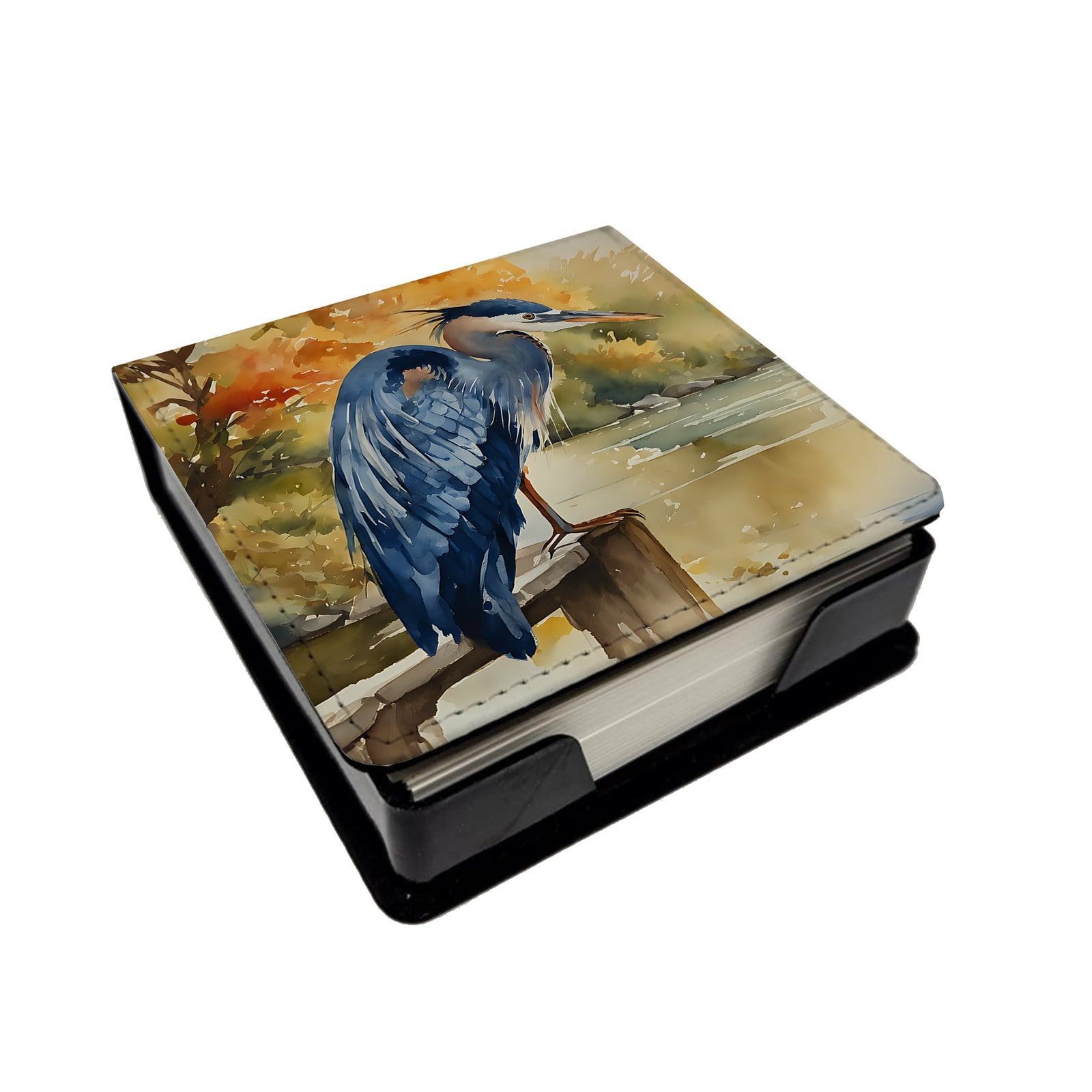 Caroline's Treasures Blue Heron PU Leather Note Paper Holder