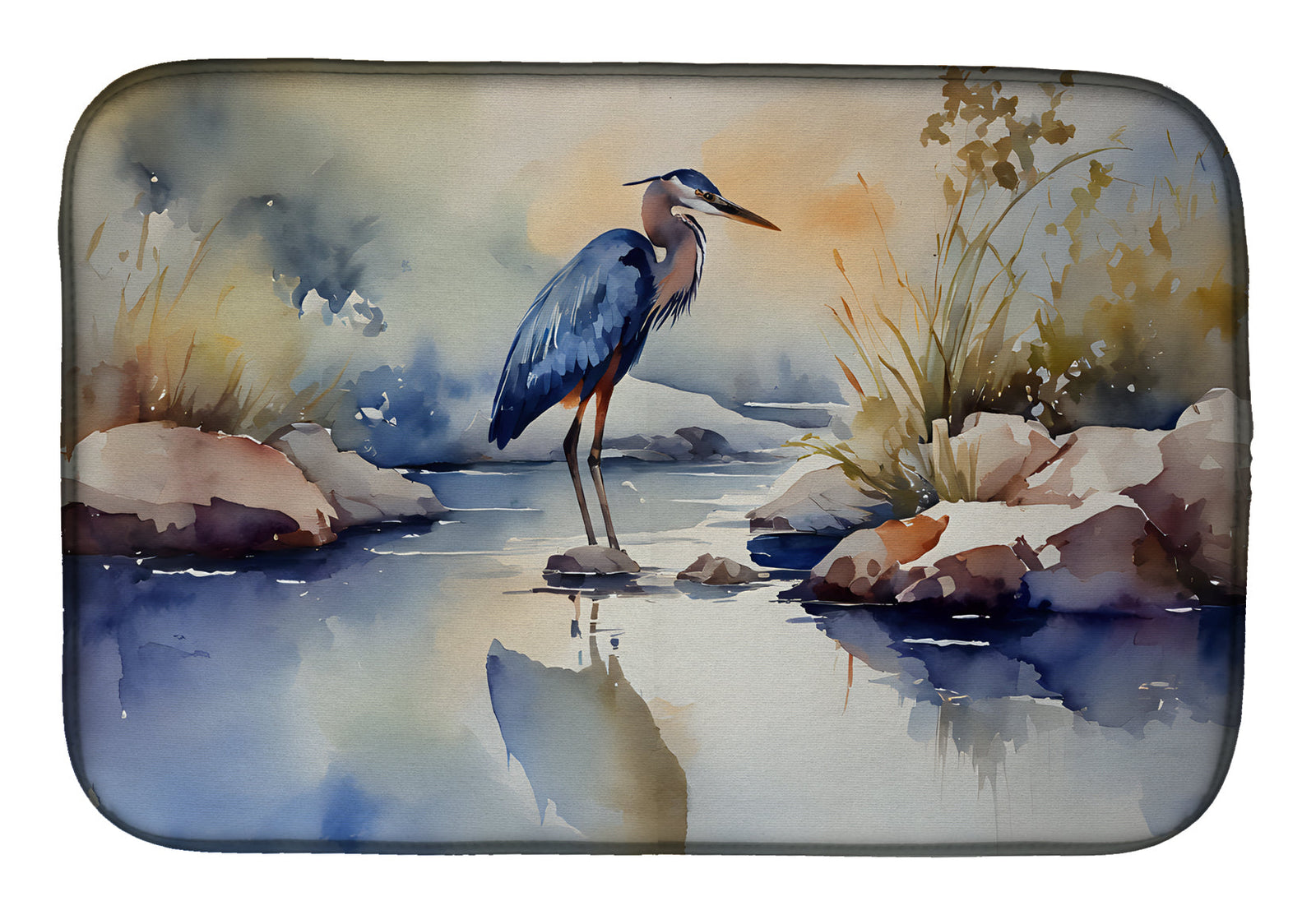 Caroline's Treasures Blue Heron Dish Drying Mat