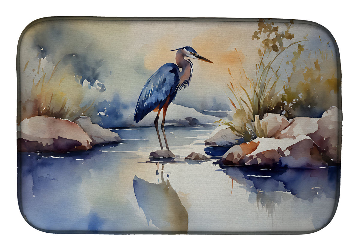 Caroline's Treasures Blue Heron Dish Drying Mat