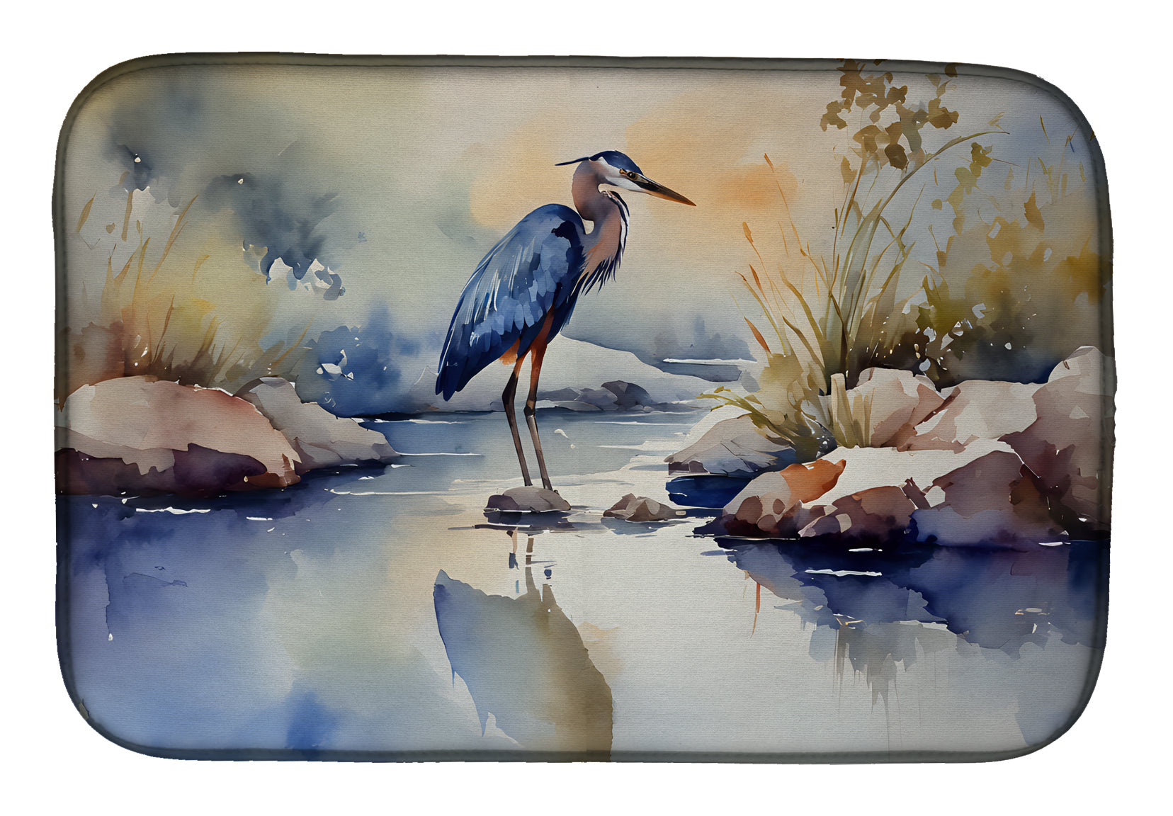 Caroline's Treasures Blue Heron Dish Drying Mat