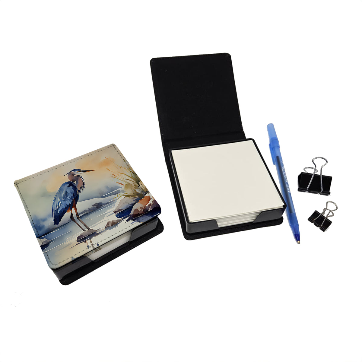Caroline's Treasures Blue Heron PU Leather Note Paper Holder