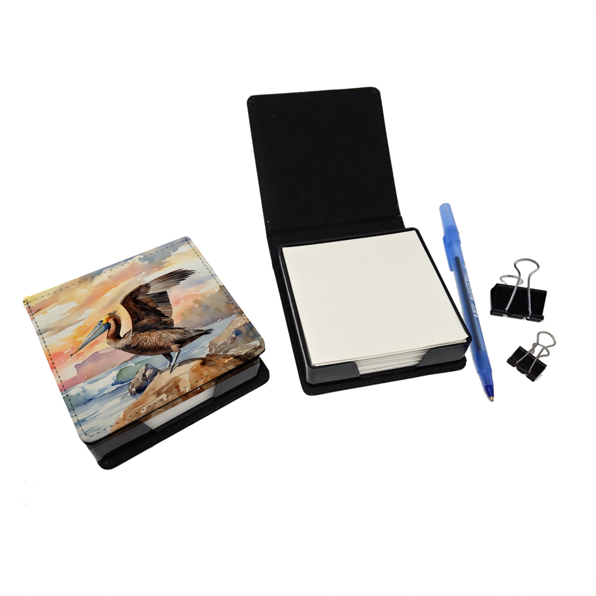 Caroline's Treasures Pelican PU Leather Note Paper Holder