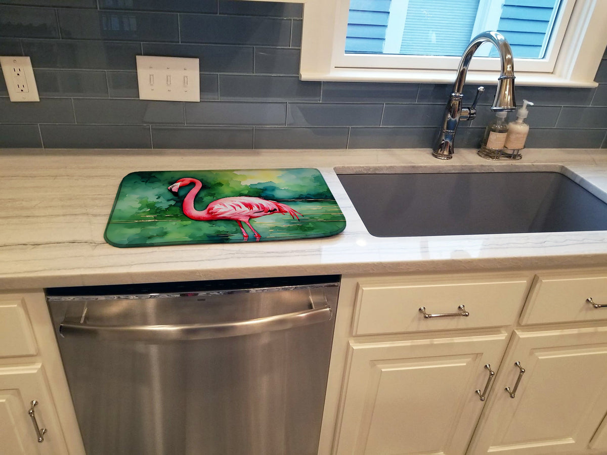Caroline's Treasures Flamingo Dish Drying Mat