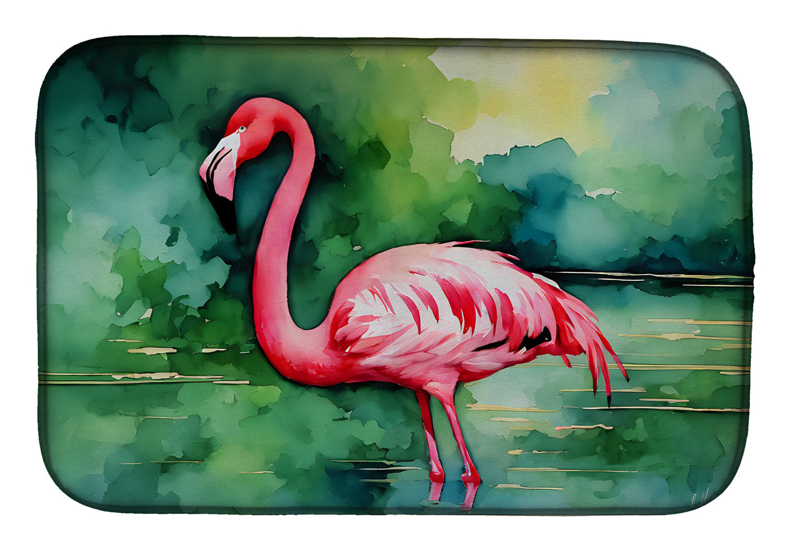 Caroline's Treasures Flamingo Dish Drying Mat