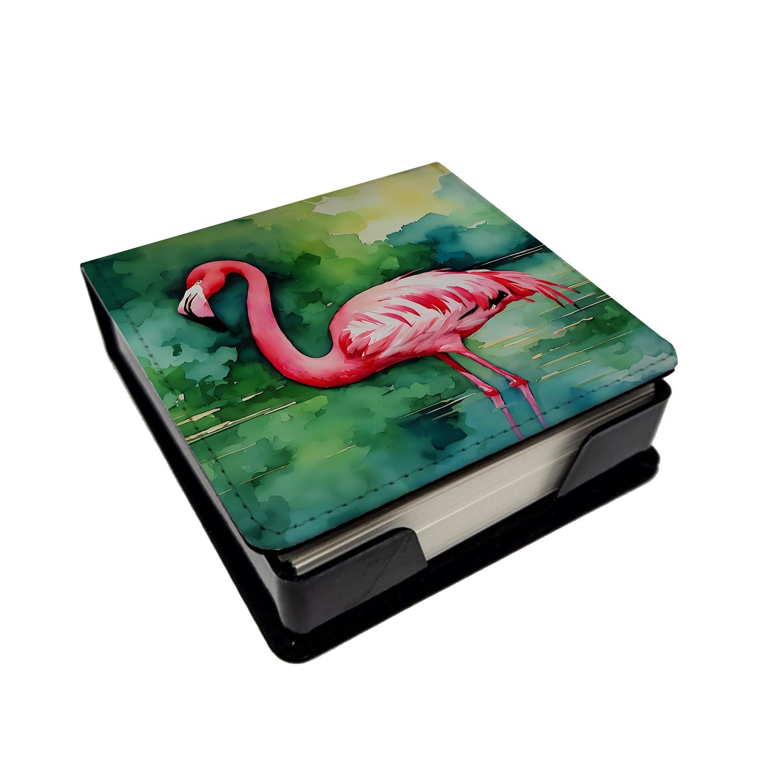 Caroline's Treasures Flamingo PU Leather Note Paper Holder