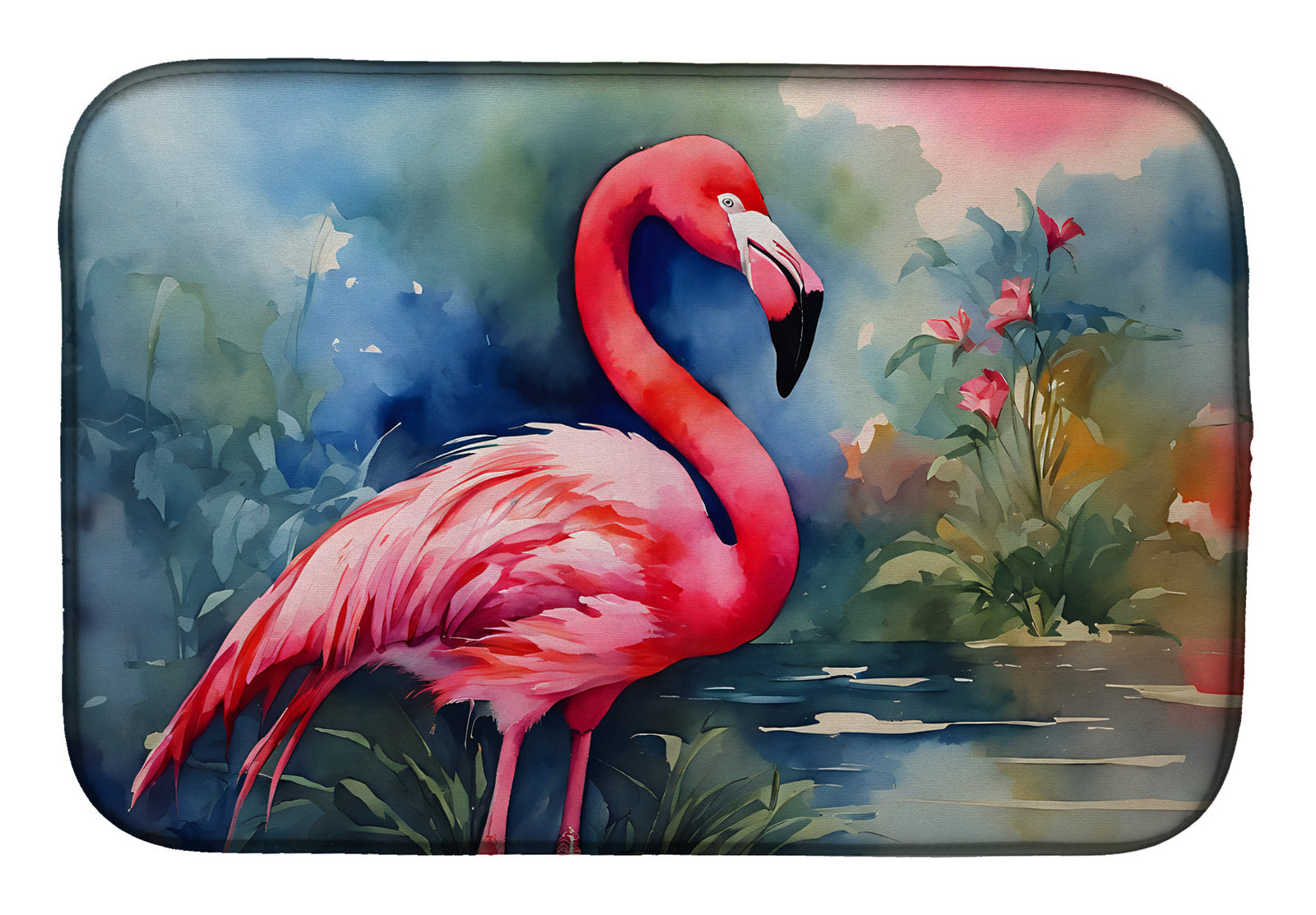 Caroline's Treasures Flamingo Dish Drying Mat