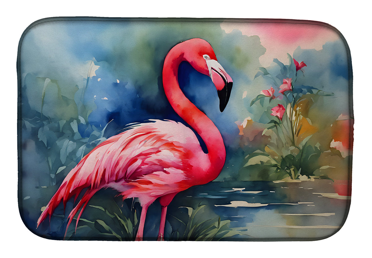 Caroline's Treasures Flamingo Dish Drying Mat