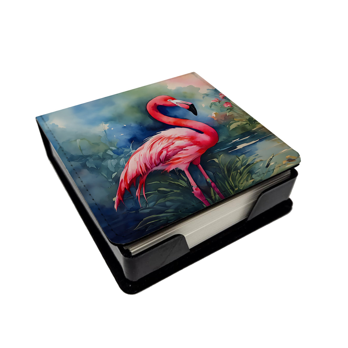 Caroline's Treasures Flamingo PU Leather Note Paper Holder