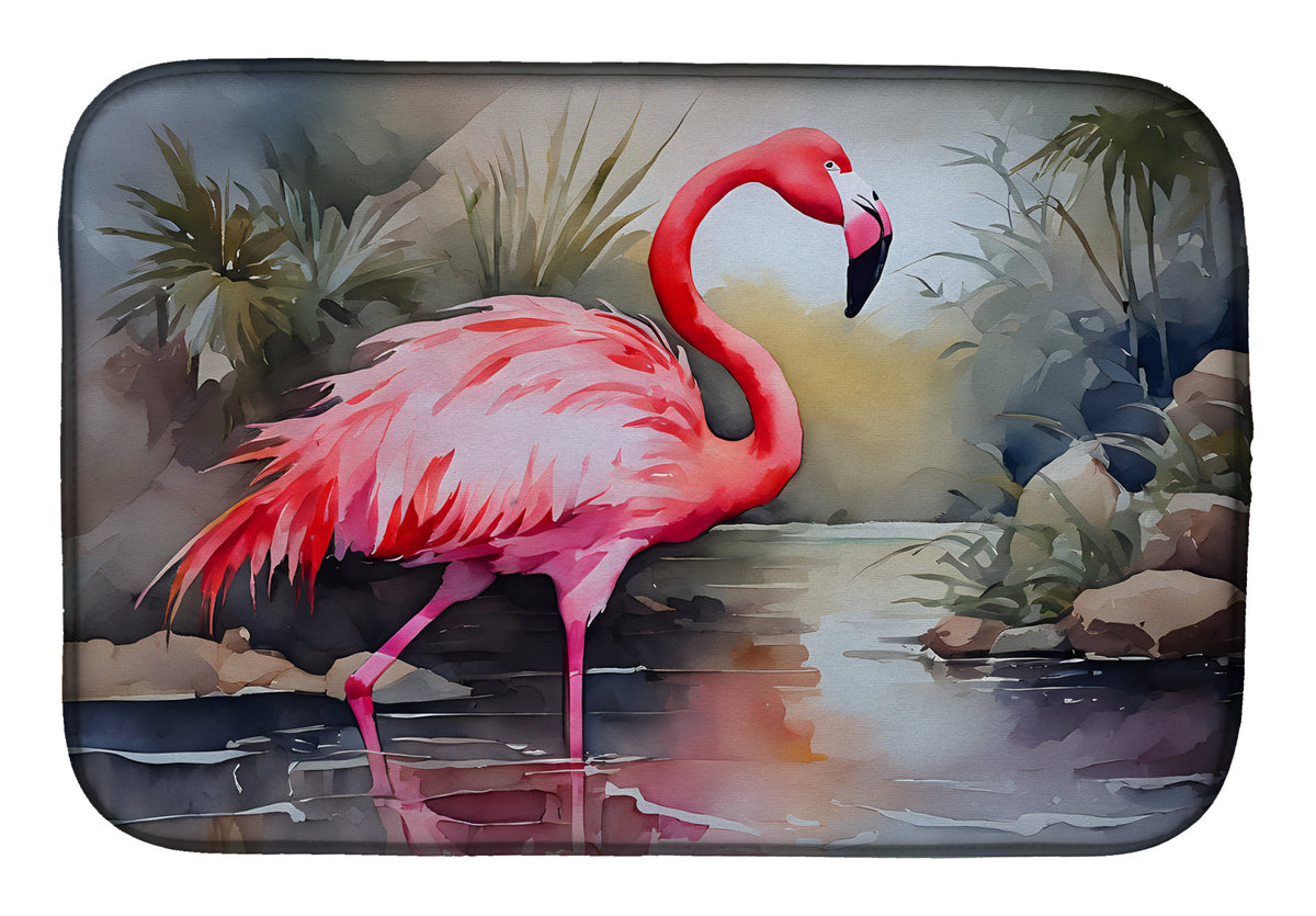 Caroline's Treasures Flamingo Dish Drying Mat