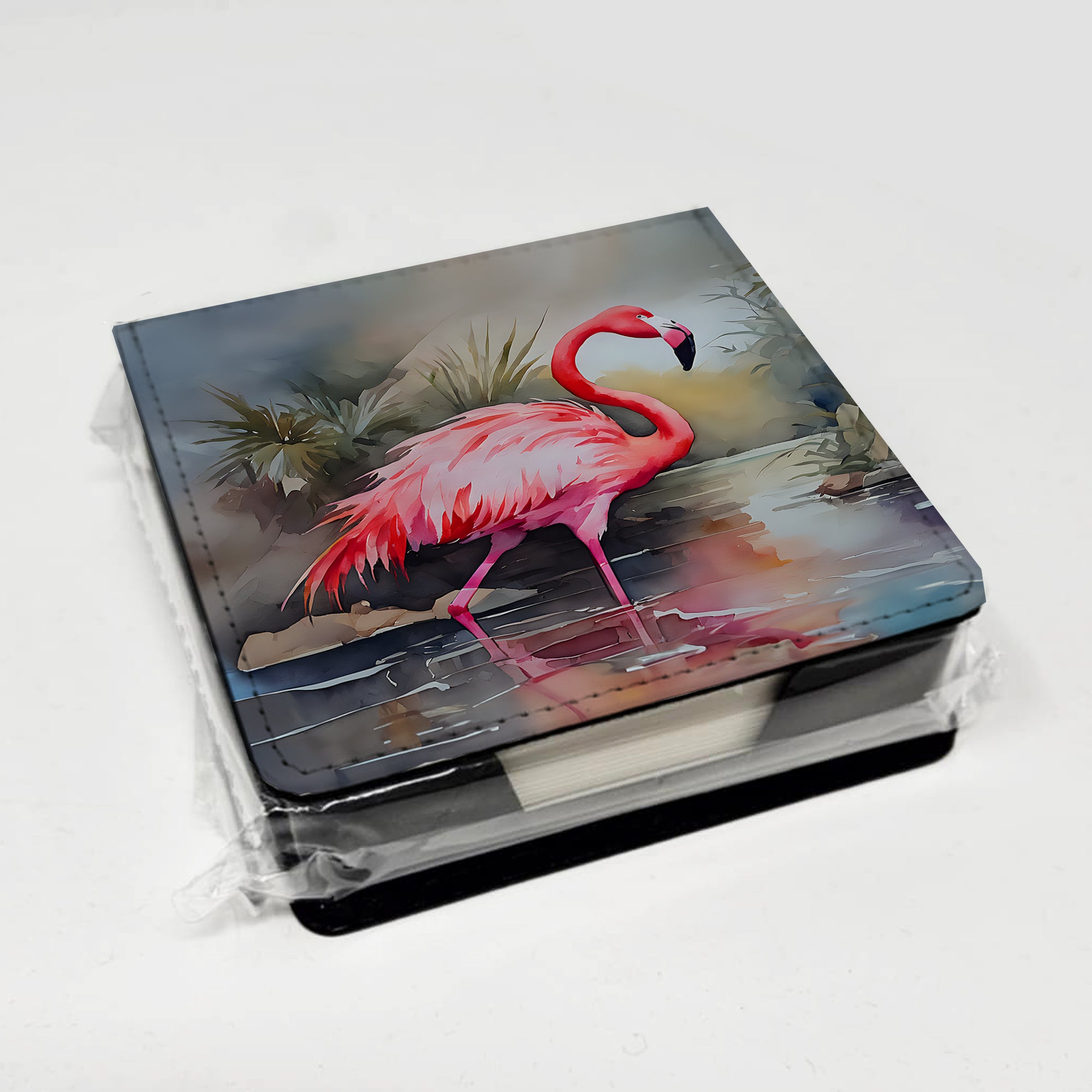 Caroline's Treasures Flamingo PU Leather Note Paper Holder