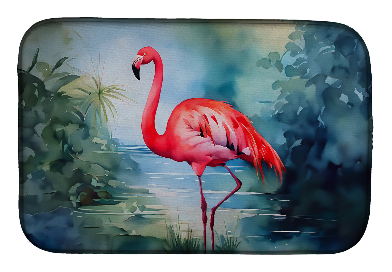 Caroline's Treasures Flamingo Dish Drying Mat