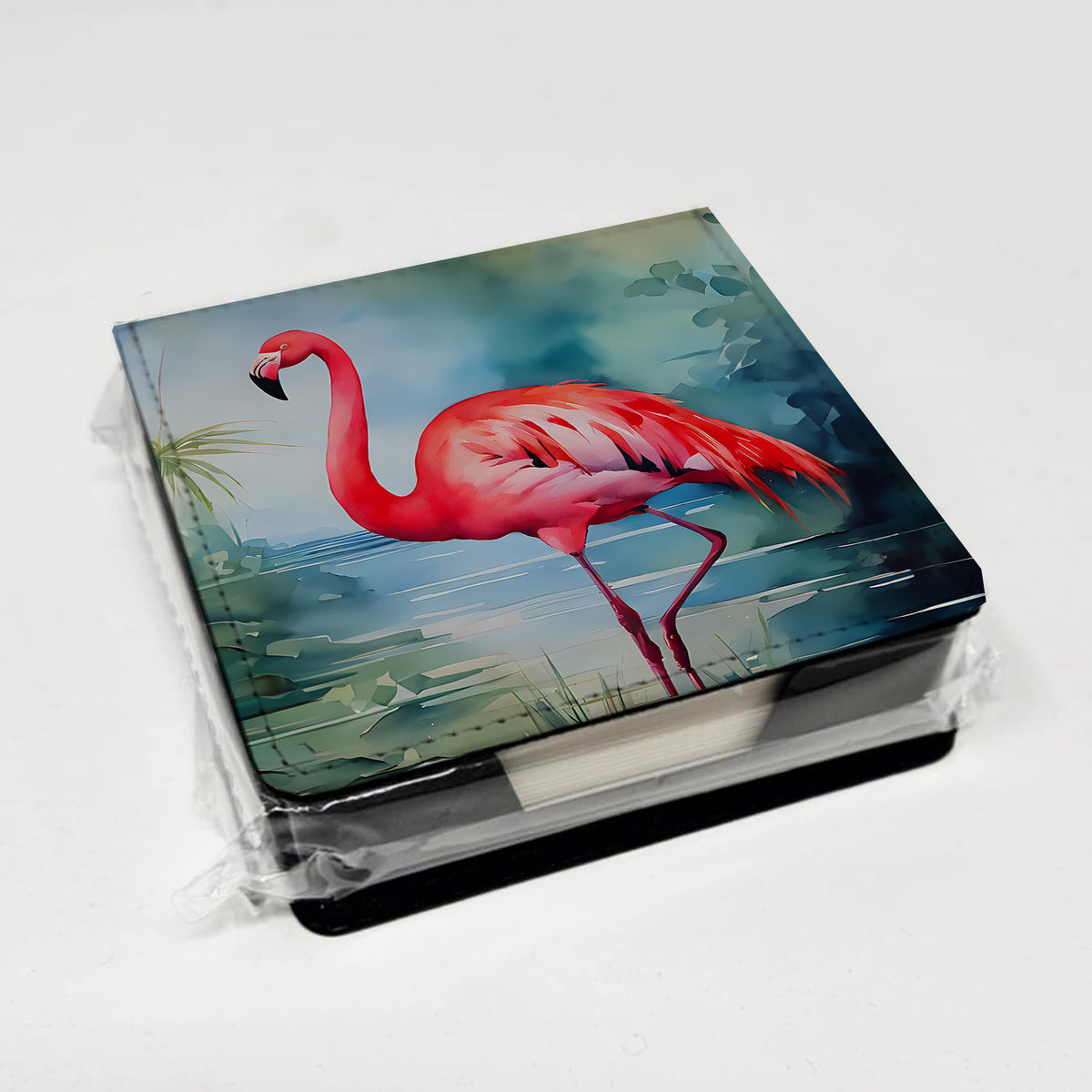 Caroline's Treasures Flamingo PU Leather Note Paper Holder
